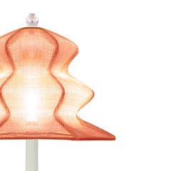 Pagoda Oriental Table Lamp Sabrina Landini, Brass Rose Fiber, Handmade Italy