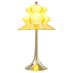 “Pagodina” Wireless Contemporary TableLamp, sun color, brass, Silvered Crystal  