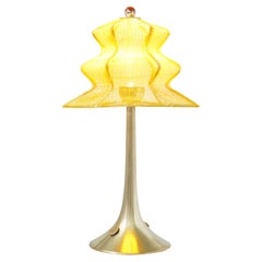 Lampada da tavolo contemporanea senza fili "Pagodina", colore del sole, ottone, cristallo argentato