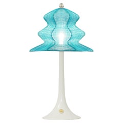 Lampada da tavolo contemporanea senza fili "Pagodina", turchese, laccata, cristallo