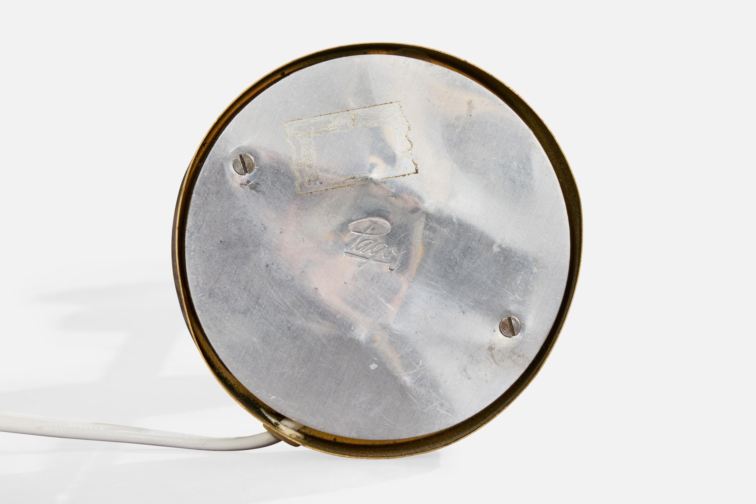 Mid-Century moderno Pago, Lampada da tavolo, Ottone, Oak, Fabrice, Svezia, anni '40 in vendita