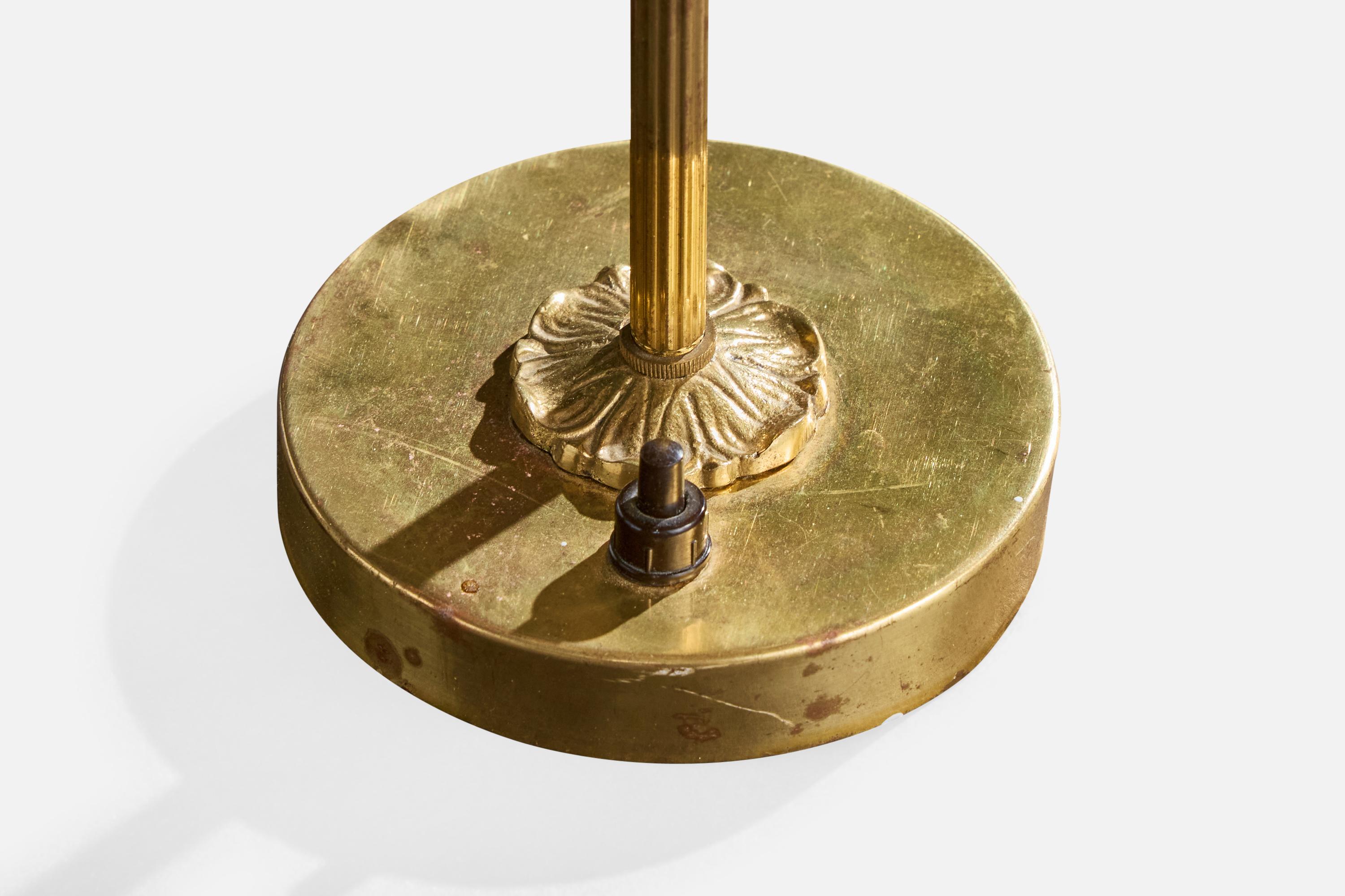 Pago, Lampada da tavolo, Ottone, Oak, Fabrice, Svezia, anni '40 in vendita 3