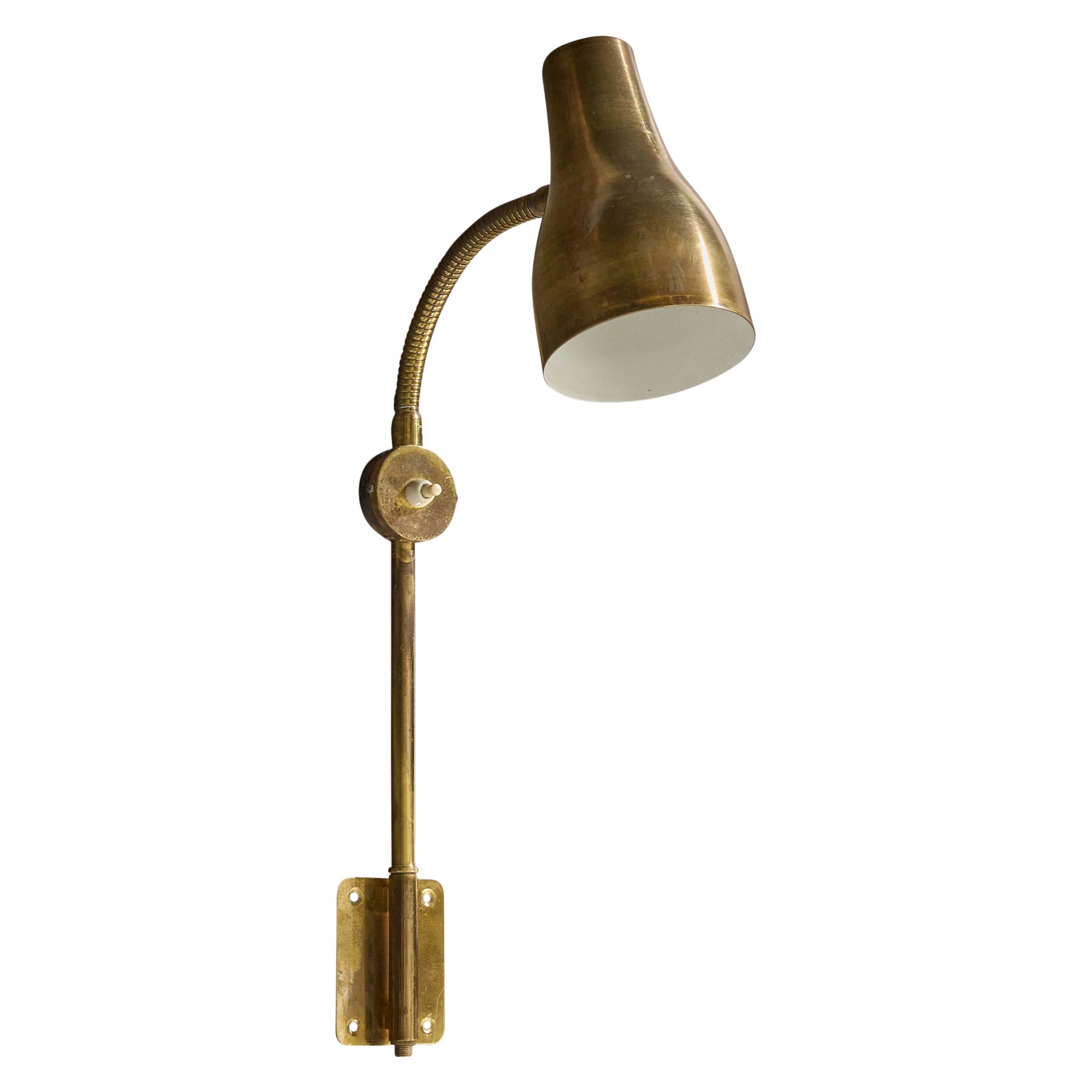 Pagos, Wall Light, Brass, Sweden, 1950s For Sale
