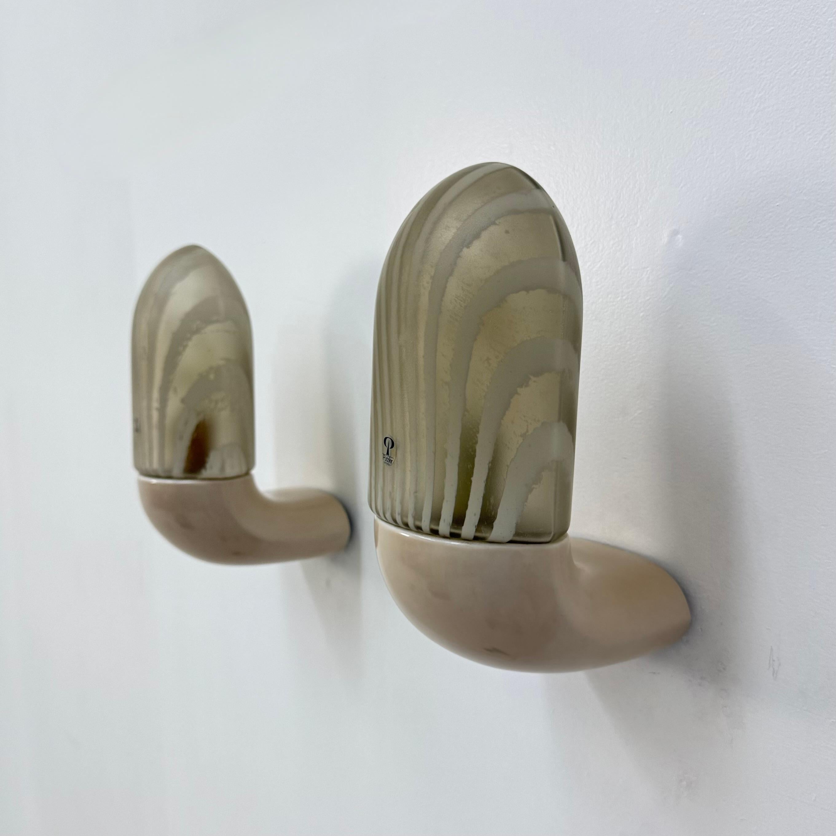 Pai di Peil & Puzler applique in vetro zebrato e ceramica, anni '70 in vendita 8