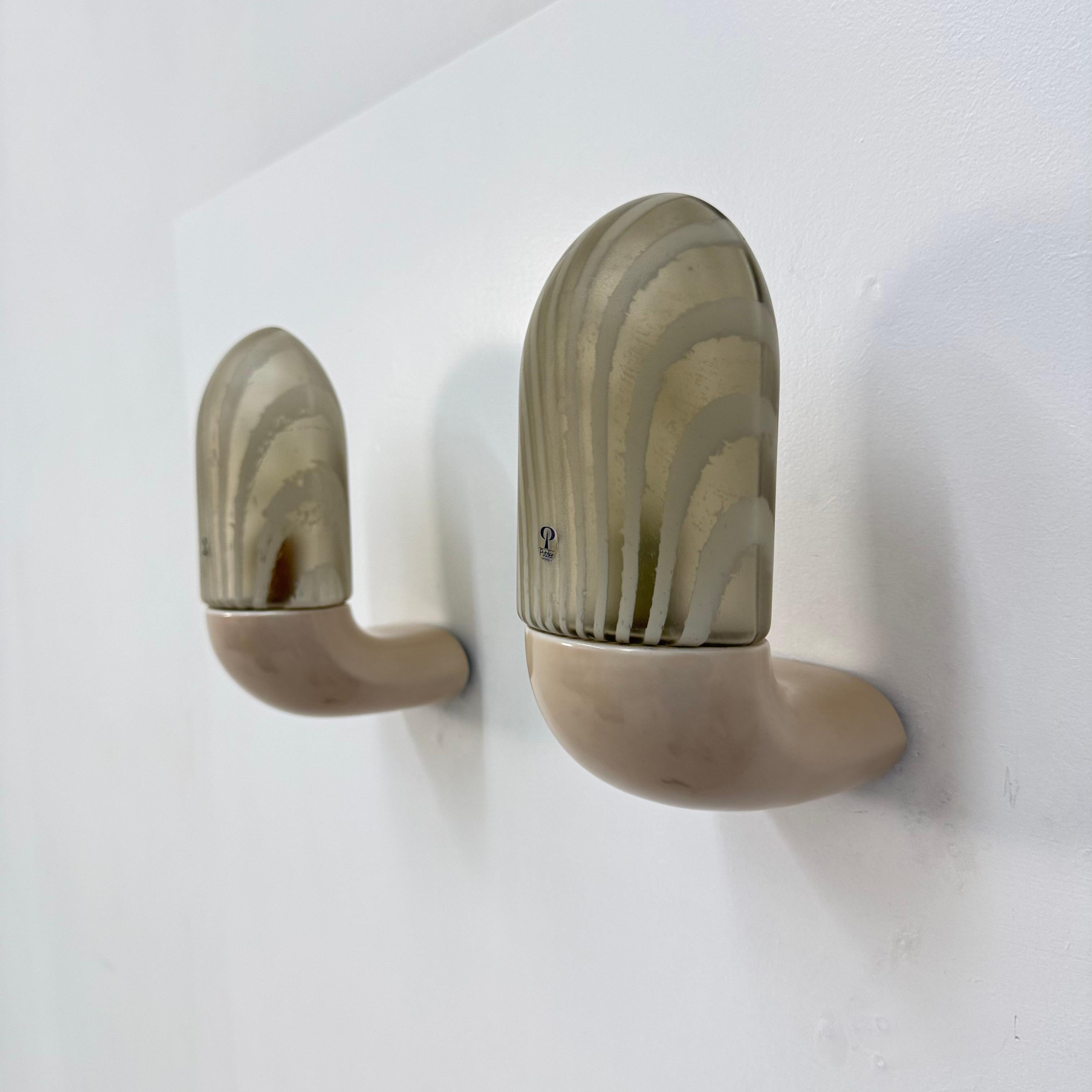 Pai di Peil & Puzler applique in vetro zebrato e ceramica, anni '70 in vendita 10