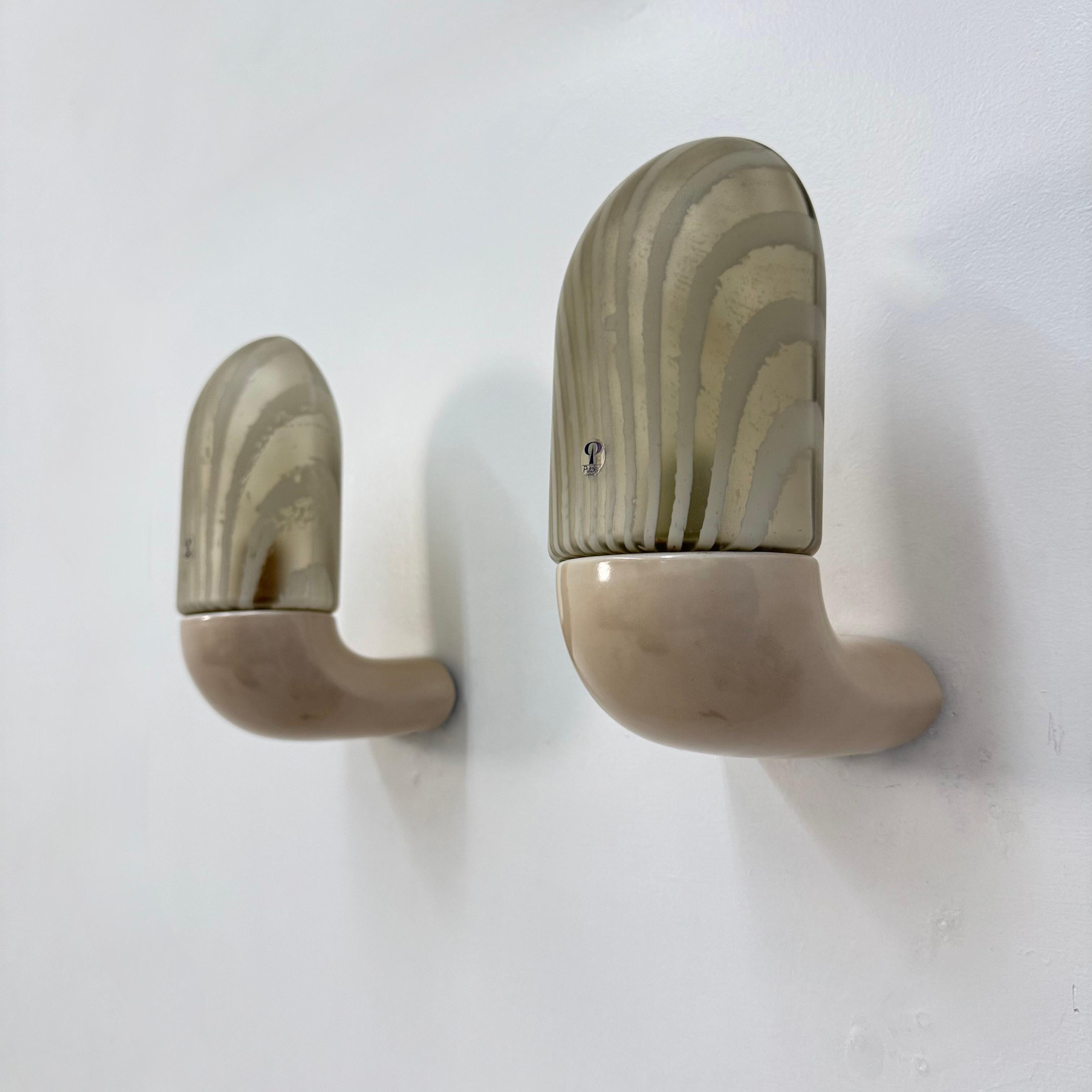 Pai di Peil & Puzler applique in vetro zebrato e ceramica, anni '70 in vendita 11