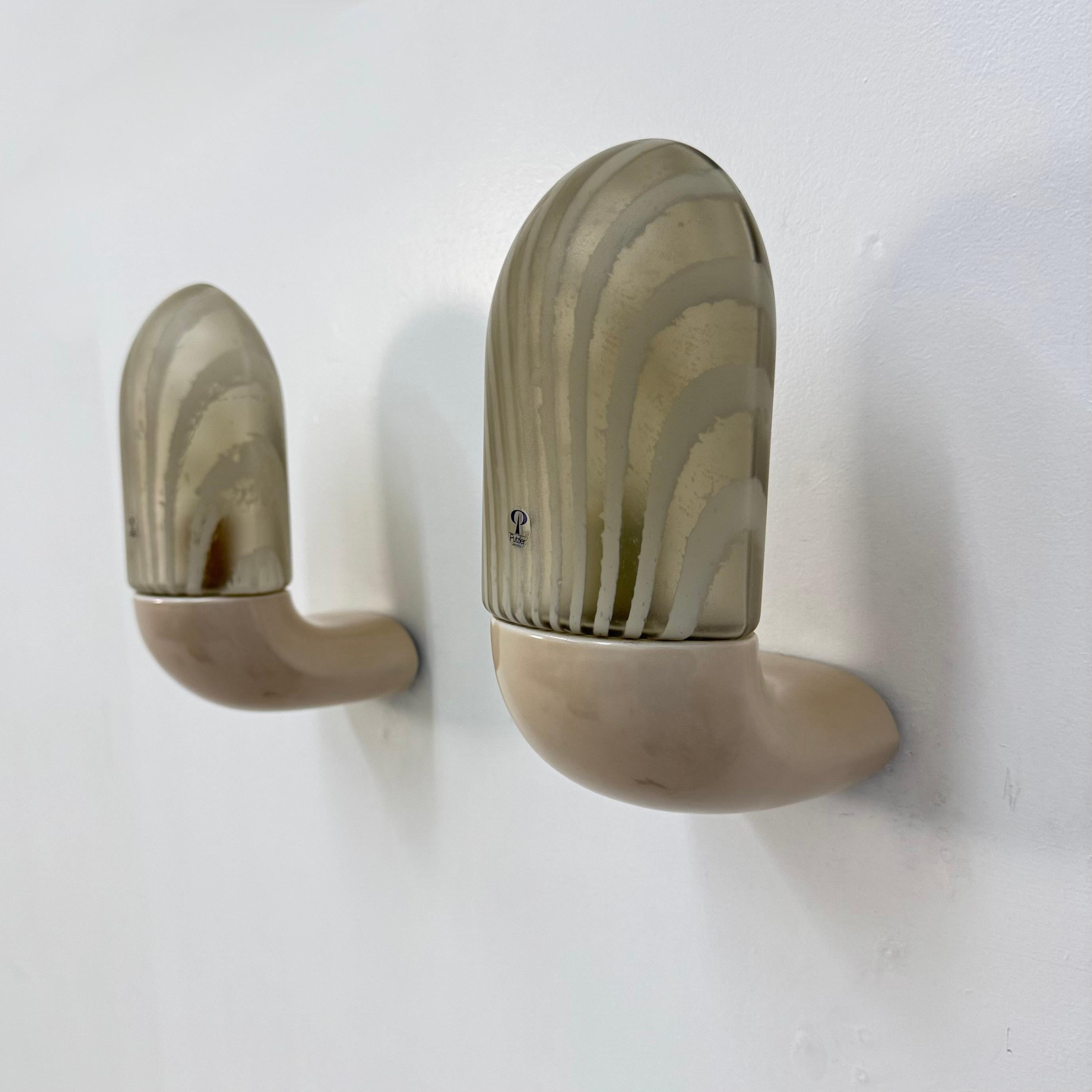 Pai di Peil & Puzler applique in vetro zebrato e ceramica, anni '70 in vendita 12