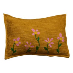 Paia, Stunning Orange Cushion with Striking Hand Embroidered Flowers