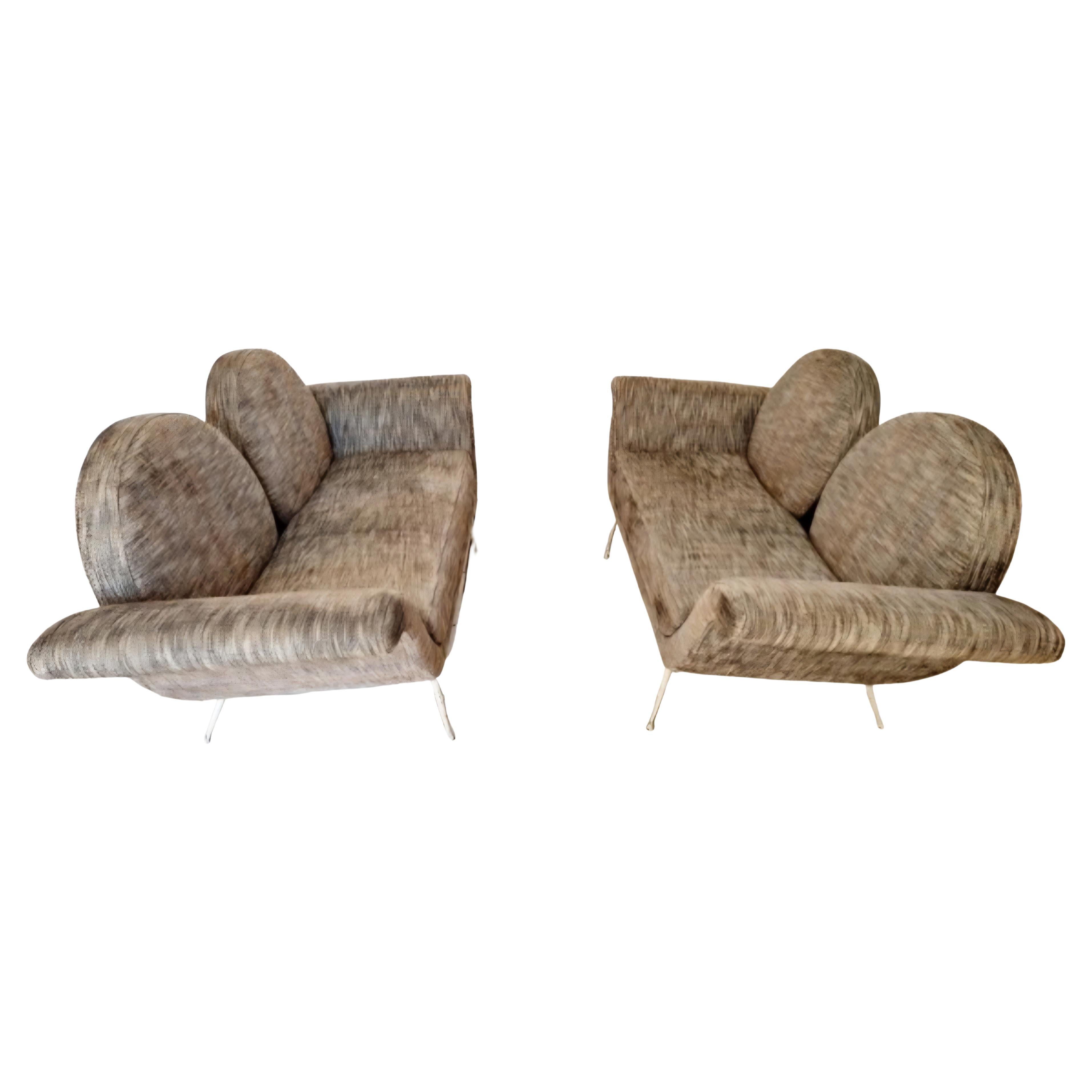 Paid of Italian Gondola Sofas in the Manner of Salotti Ambrogi