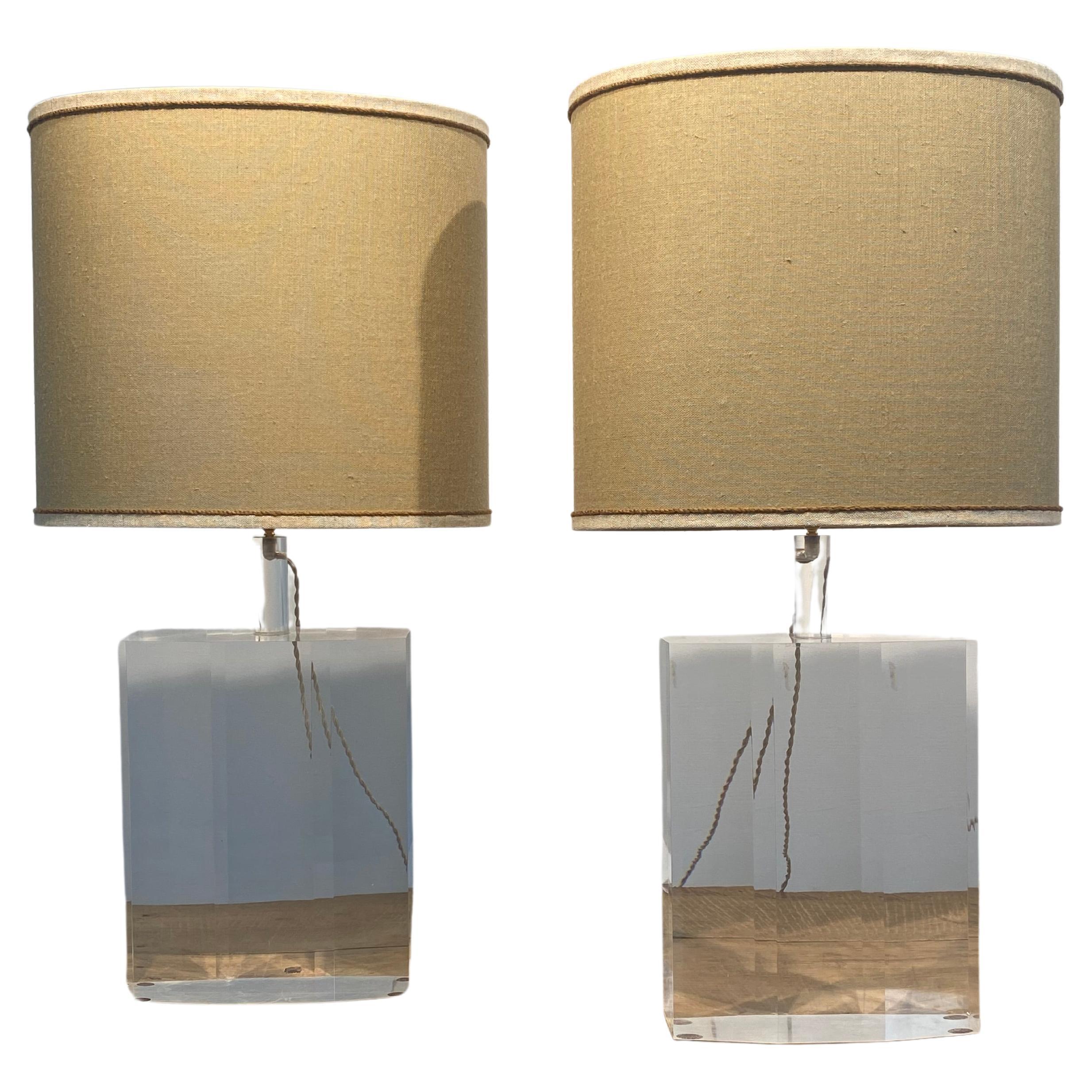 Paid of Vintage Plexi table Lamps For Sale