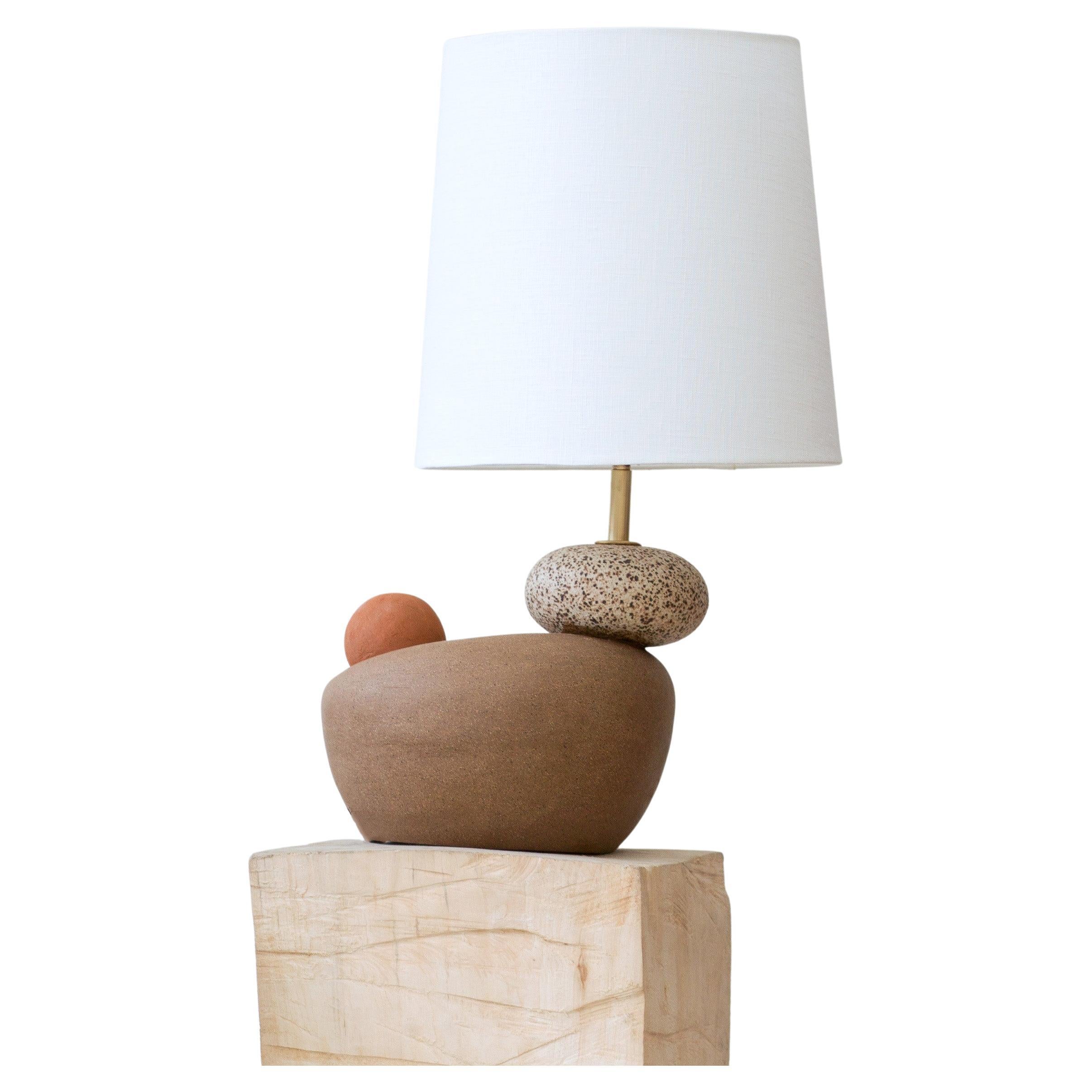 Paidge Lamp - Contemporary handmade ceramic, neutral, brown, red, tan, textured For Sale