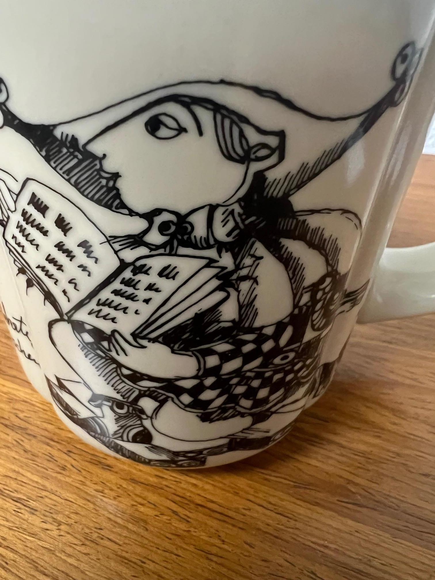 Paif Of Large Till Eulenspiegel Beer Coffee Mugs By Bjorn Wiinblad for Rosenthal For Sale 1
