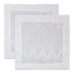 Paigah Hand Embroidered Linen Cocktail Napkins Set of 2, Viya by Vikram Goyal