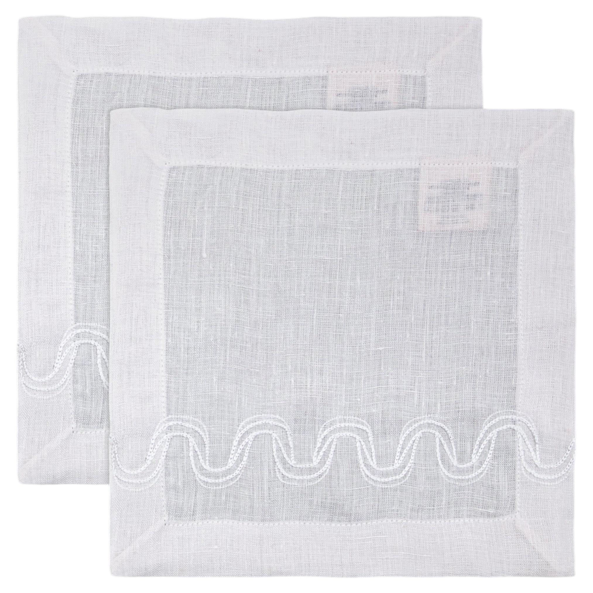 Paigah Hand Embroidered Linen Cocktail Napkins Set of 2, Viya by Vikram Goyal