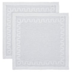 Paigah Hand Embroidered White Linen Napkin - Set of 2, Viya by Vikram Goyal