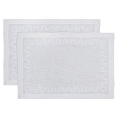 Mantel Individual Paigah Bordado a Mano en Lino Blanco - Set de 2, Viya by Vikram Goyal