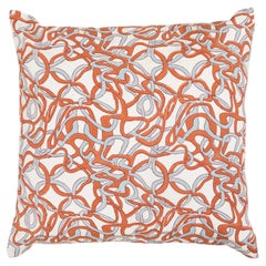 Block Printed Cushion Cover, Paigah Orange & Blue 18" x 18" Viya by Vikram Goyal