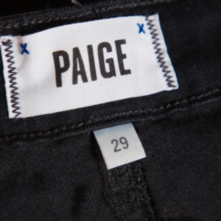 Paige Black Denim Ultra Skinny Distressed Verdugo Jeans M In Good Condition For Sale In Dubai, Al Qouz 2
