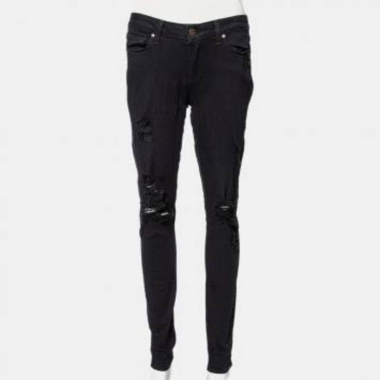 Paige Black Denim Ultra Skinny Distressed Verdugo Jeans M For Sale 4