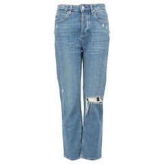 Paige Jeans Blue Ripped Straight Leg Jeans Size S