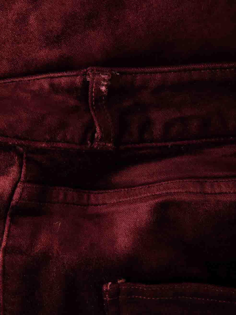 Paige Jeans Women's Burgundy Velvet Skinny Trousers In Good Condition In London, GB
