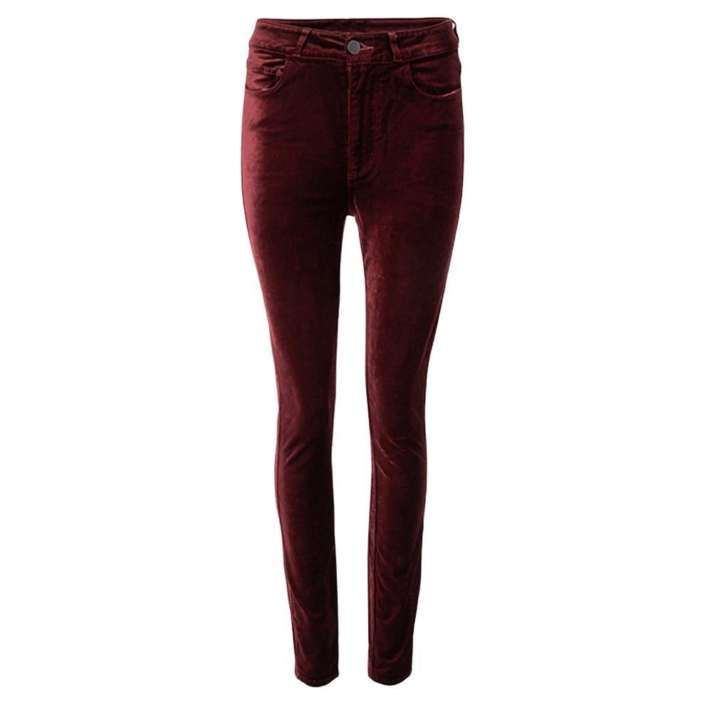 Paige Jeans Women's Burgundy Velvet Skinny Trousers