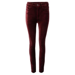 Paige Jeans Women's Burgundy Velvet Skinny Trousers