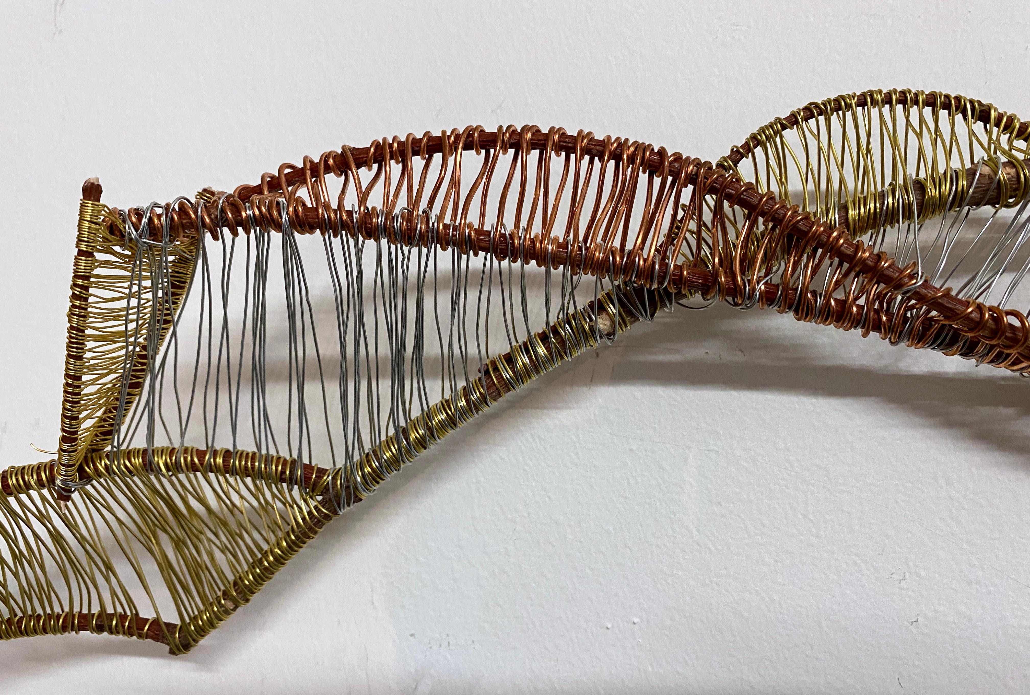 Stipule - dramatic curved line sculpture made from branches and wire - Sculpture by Paige Pedri