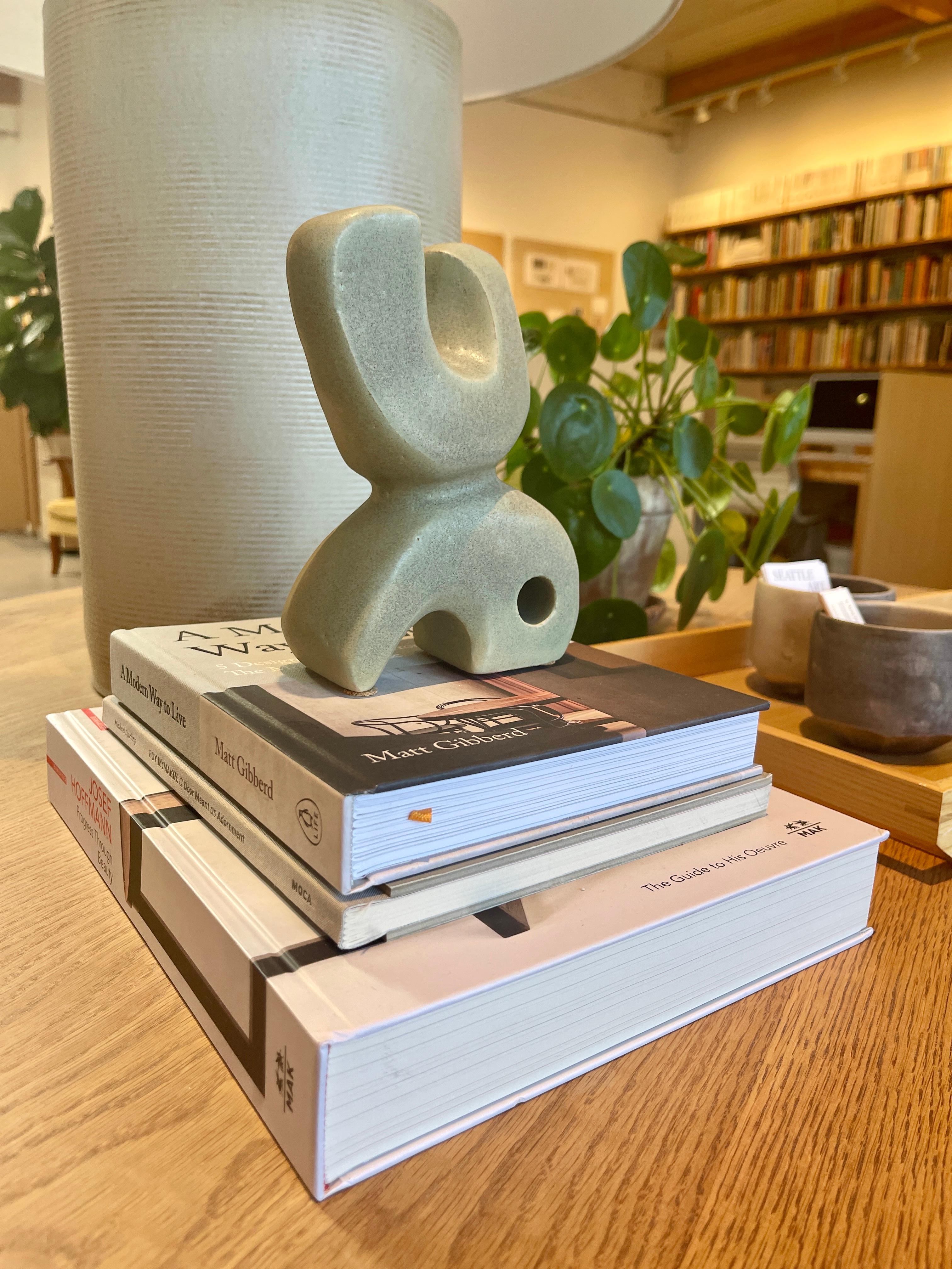Bodies at Rest #24  - Small Ceramic Sculpture - Matte Green - Gray Abstract Sculpture by Paige Stewart