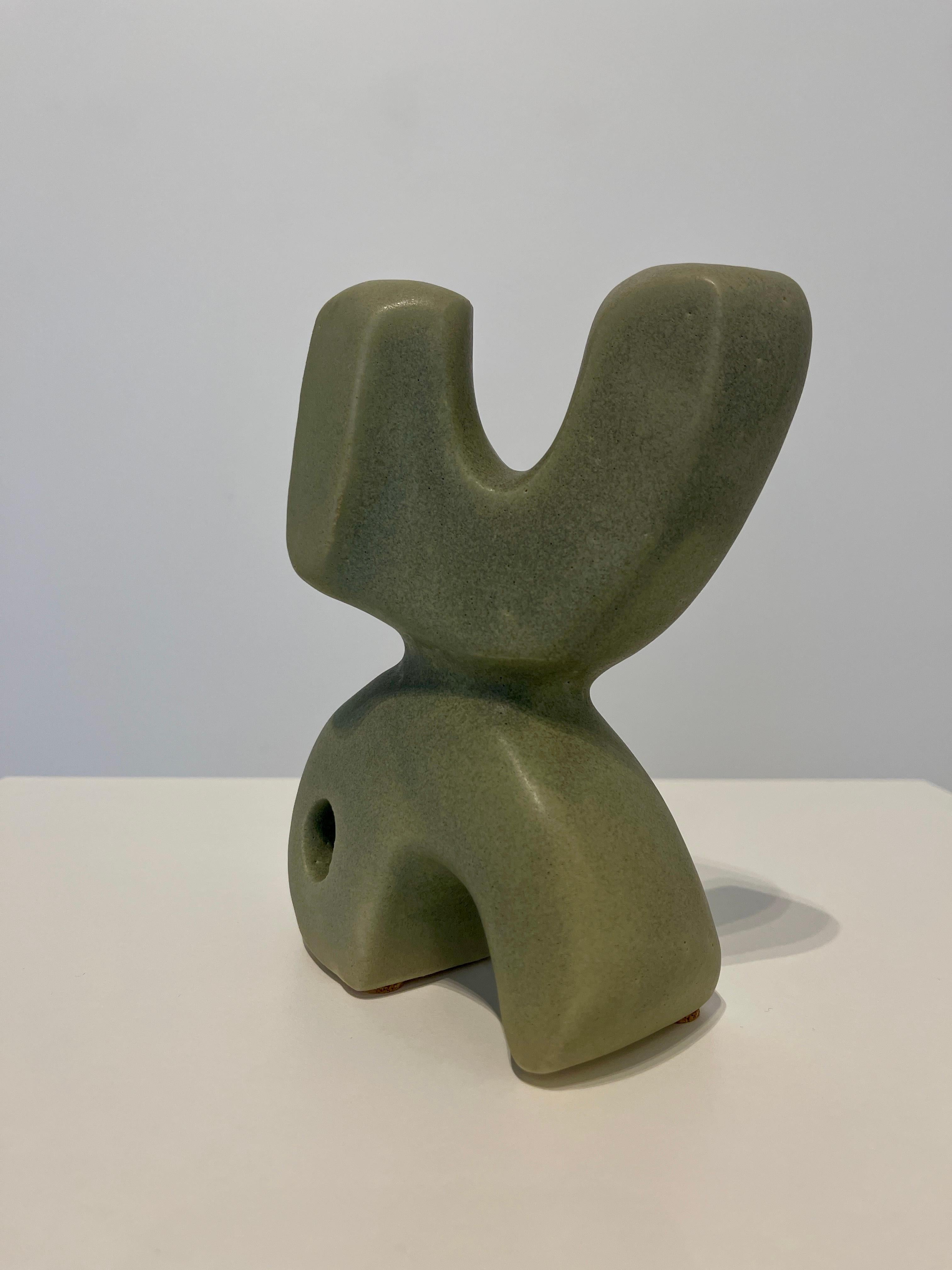 Bodies at Rest #24  - Small Ceramic Sculpture - Matte Green For Sale 6
