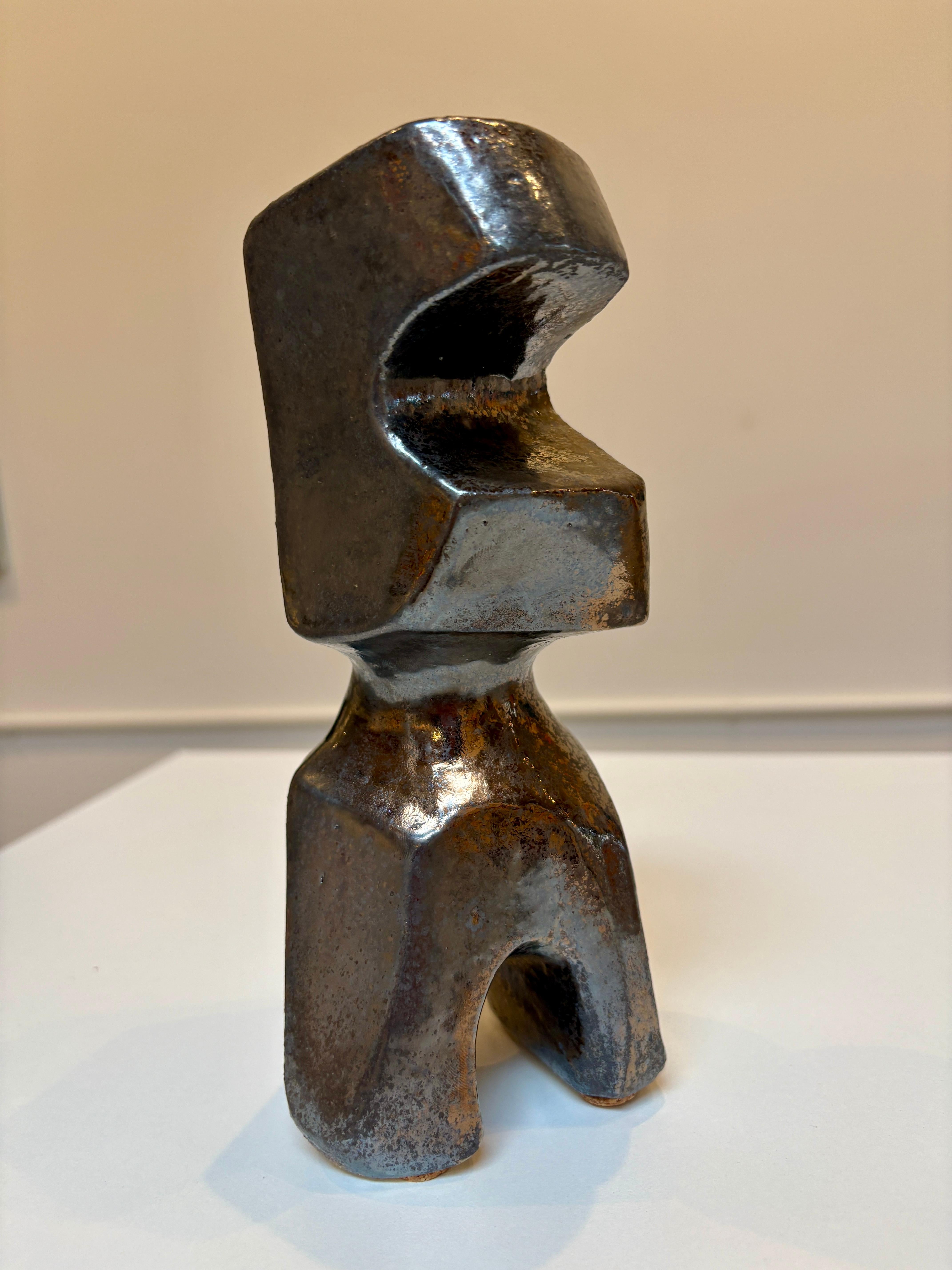 Bodies at Rest #28, Small Ceramic Abstract Sculpture, Metallic For Sale 1