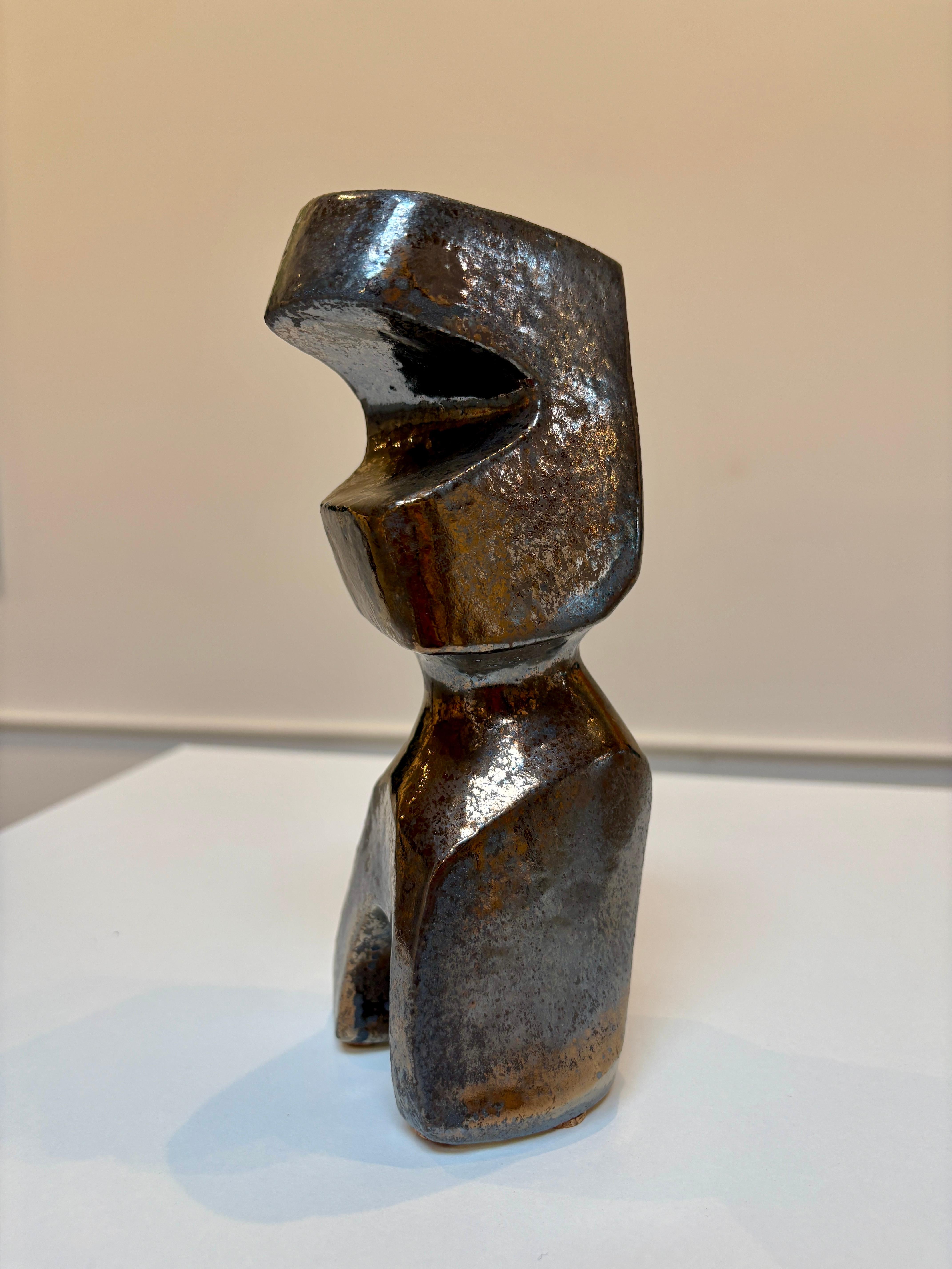 Bodies at Rest #28, Small Ceramic Abstract Sculpture, Metallic For Sale 2
