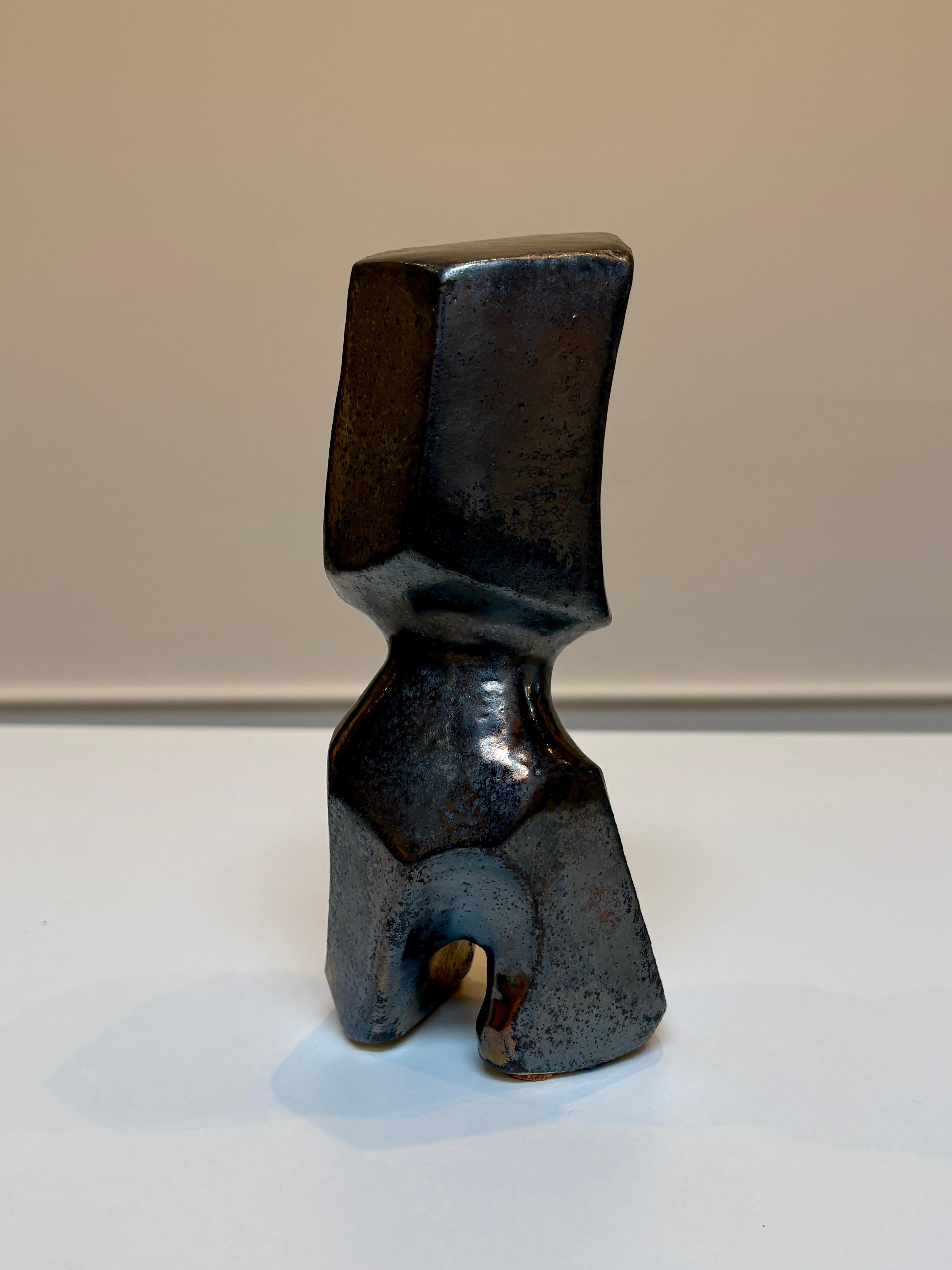 Bodies at Rest #28, Small Ceramic Abstract Sculpture, Metallic For Sale 4