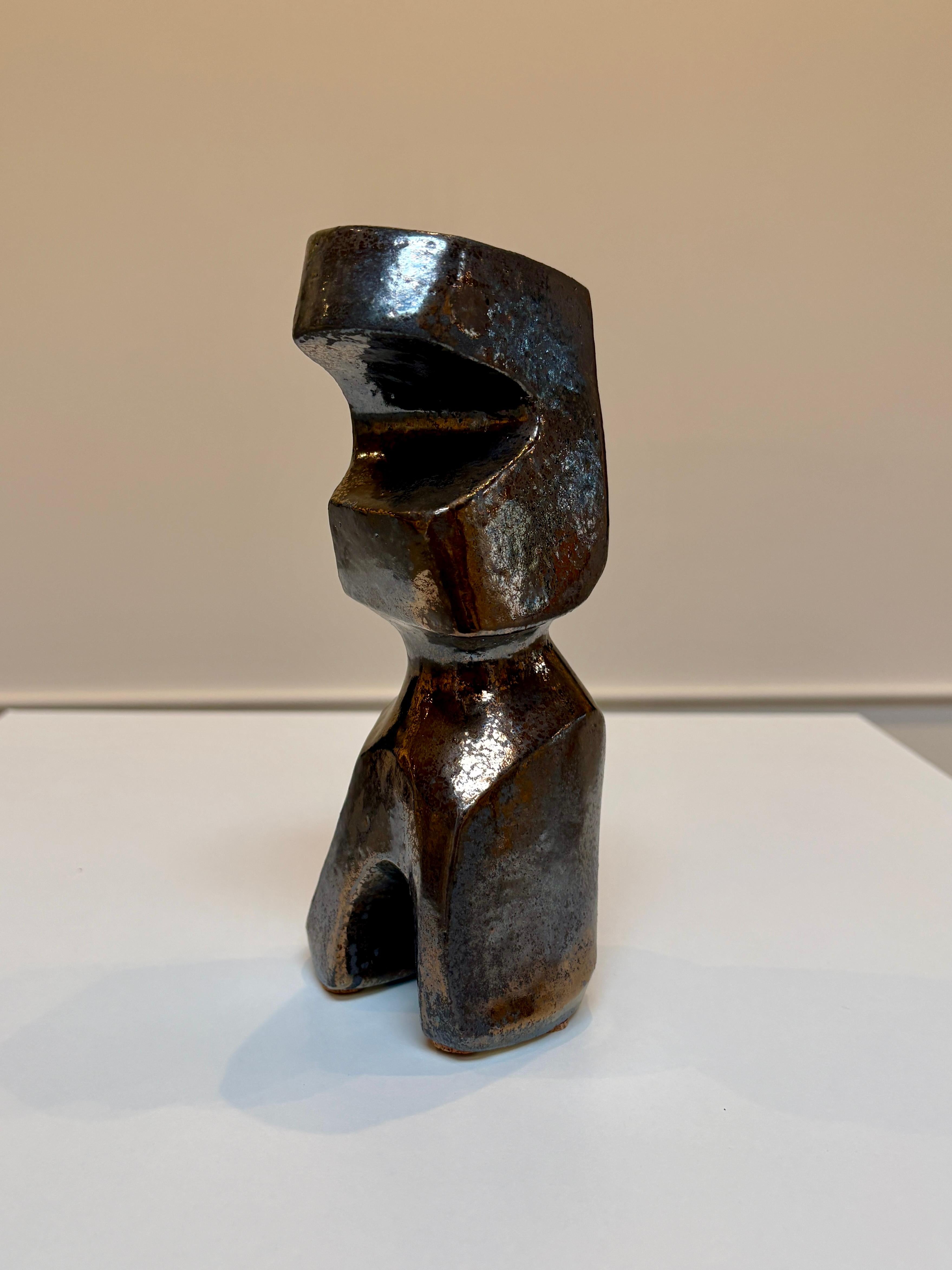 Bodies at Rest #28, Small Ceramic Abstract Sculpture, Metallic For Sale 7