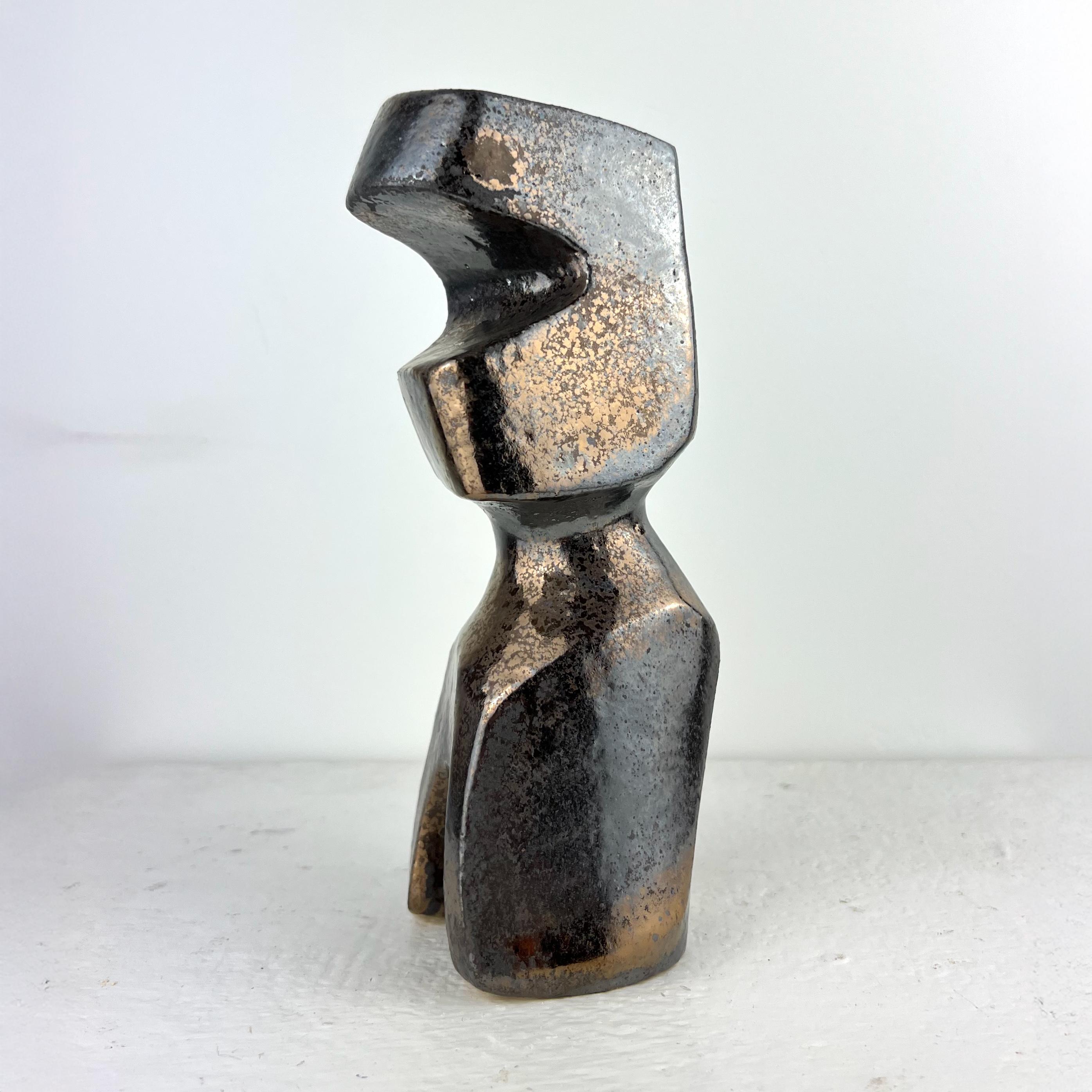 Bodies at Rest #28, Small Ceramic Abstract Sculpture, Metallic