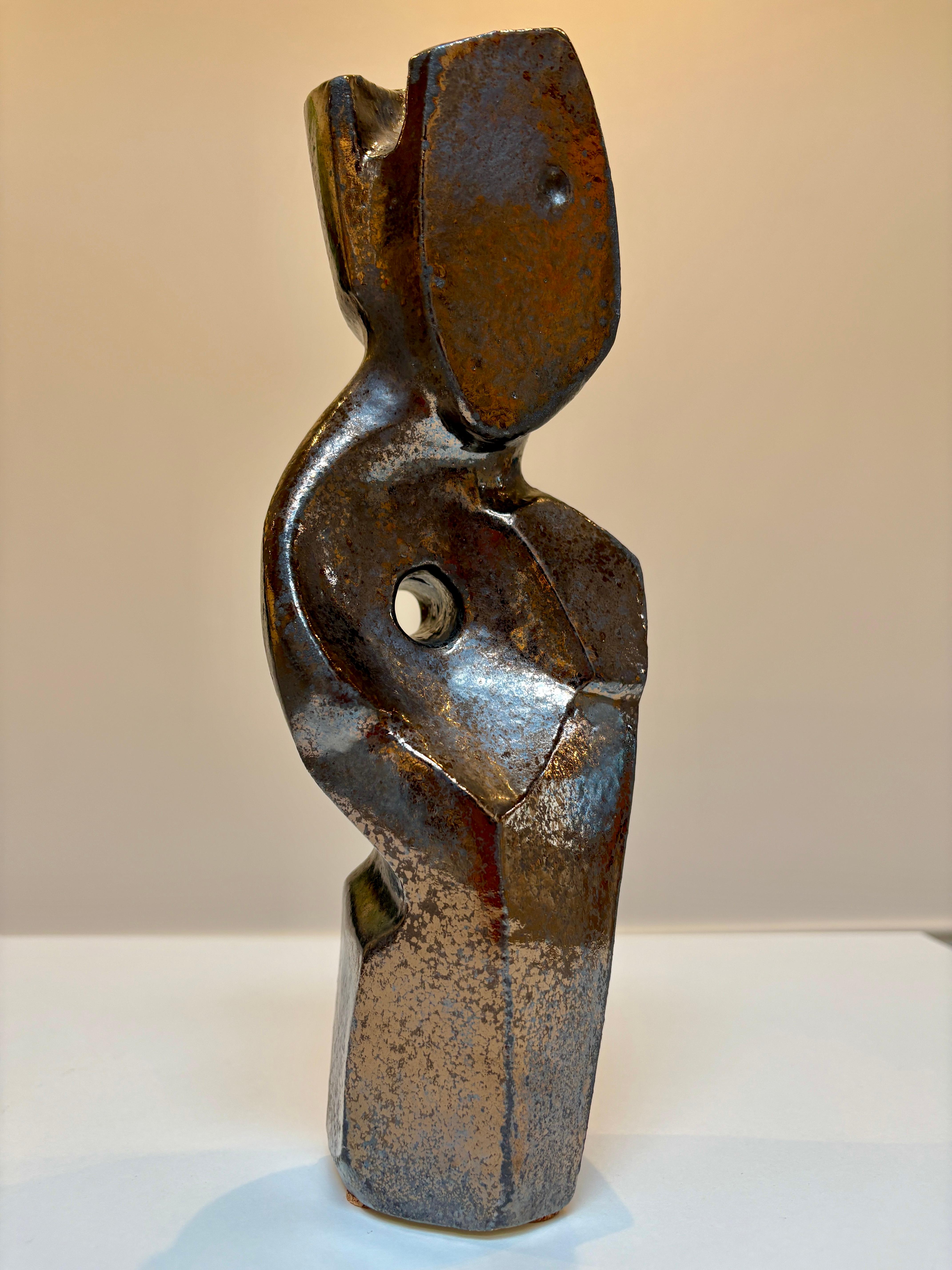 Bodies at Rest #29, Small Ceramic Abstract Sculpture, Metallic For Sale 1