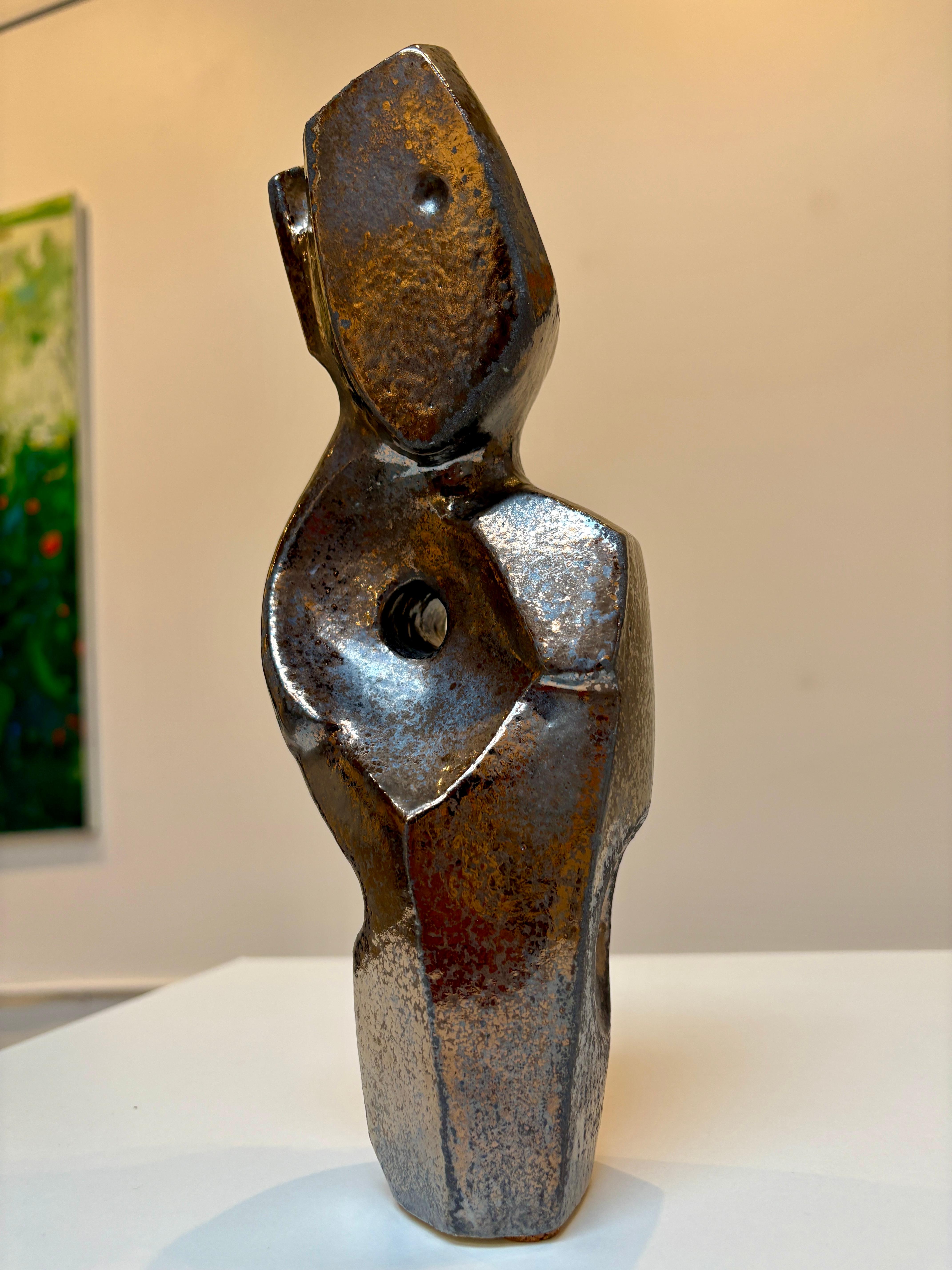 Bodies at Rest #29, Small Ceramic Abstract Sculpture, Metallic For Sale 2
