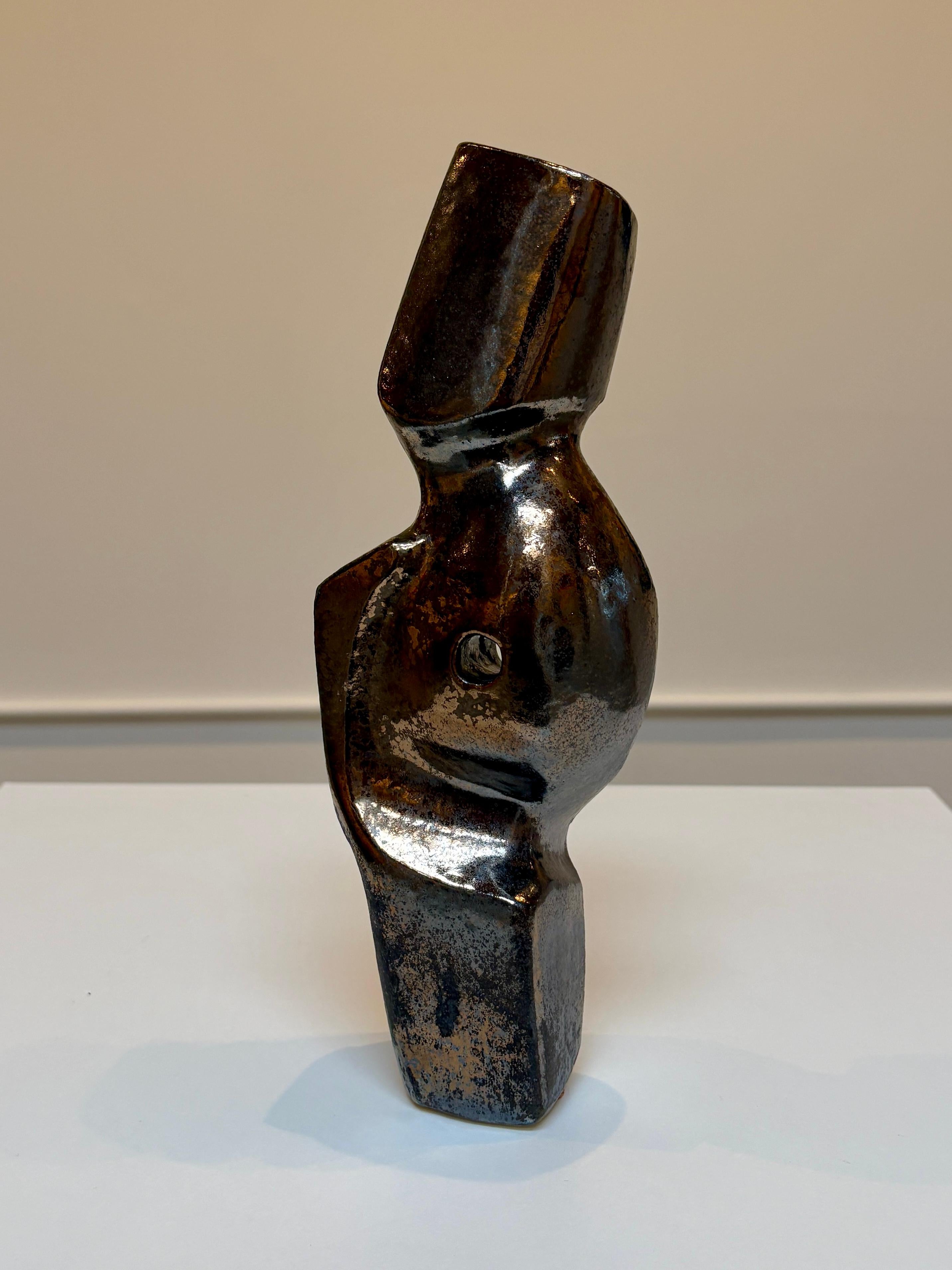 Bodies at Rest #29, Small Ceramic Abstract Sculpture, Metallic For Sale 4