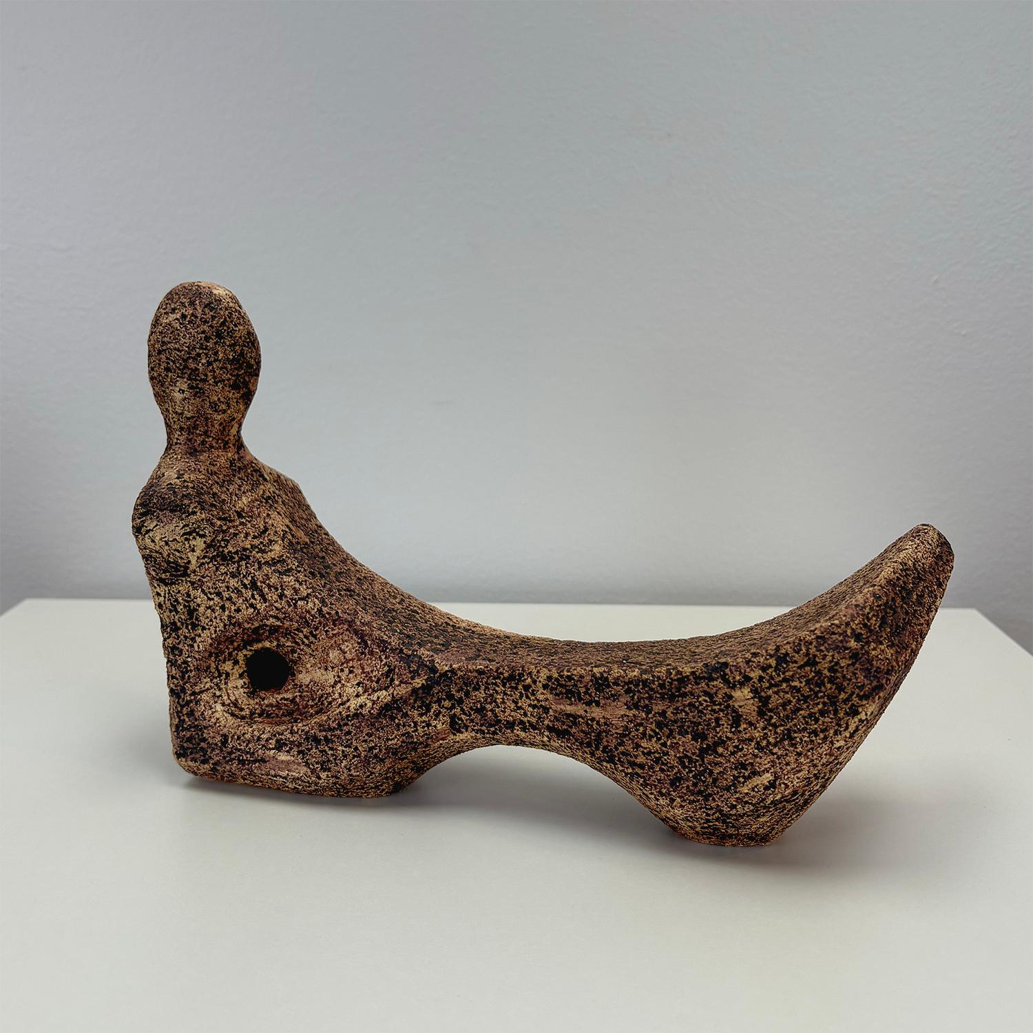 Bodies at Rest #4, is a one-of-a-kind, ceramic abstract figurative sculpture by Paige Stewart in a rustic, distressed glaze is an abstracted figural form that captures how the laws of physics manifest in the human body.

Paige Stewart's “Bodies at