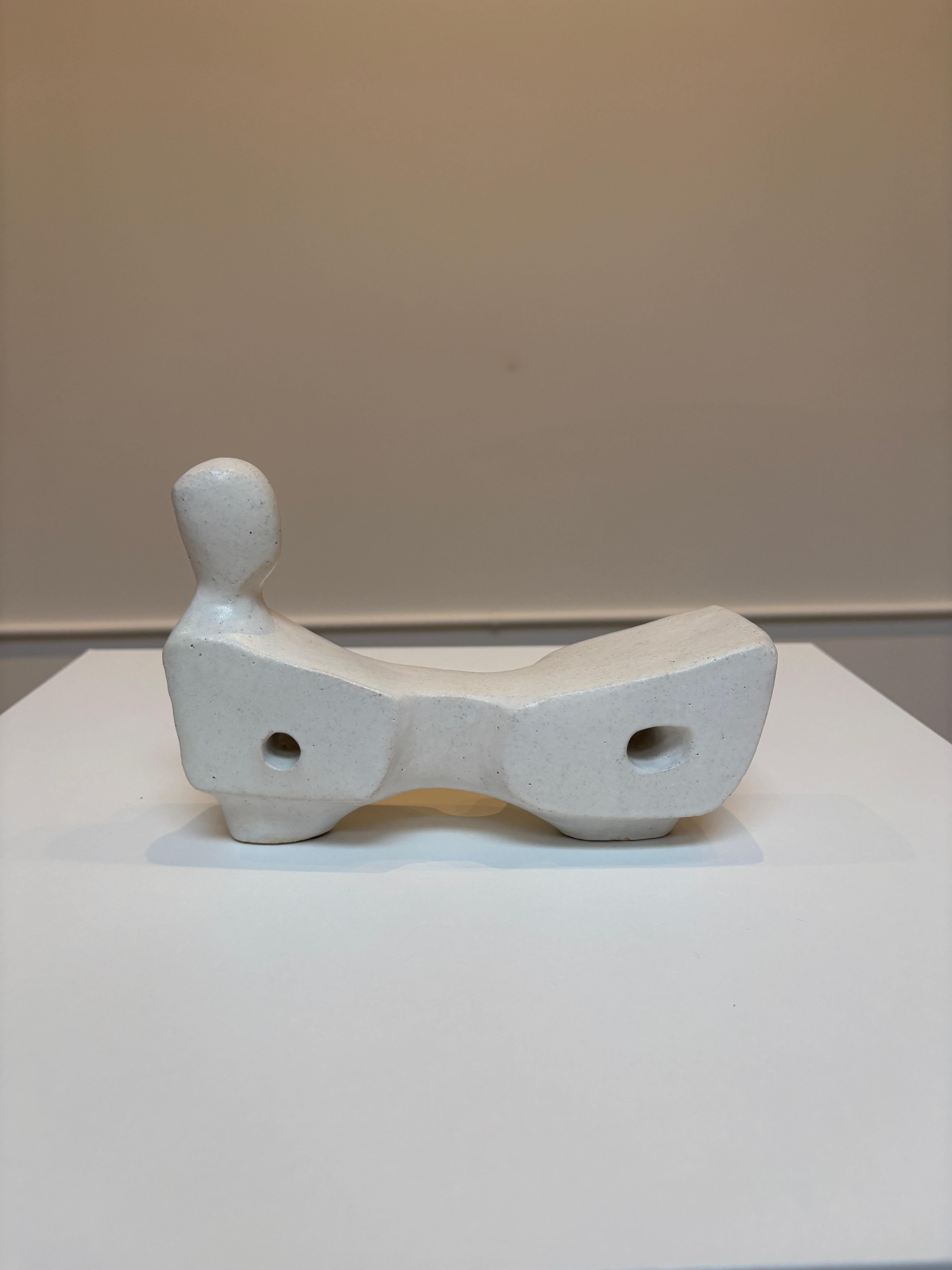 Bodies at Rest #6, Small Ceramic Abstract Sculpture, White For Sale 4