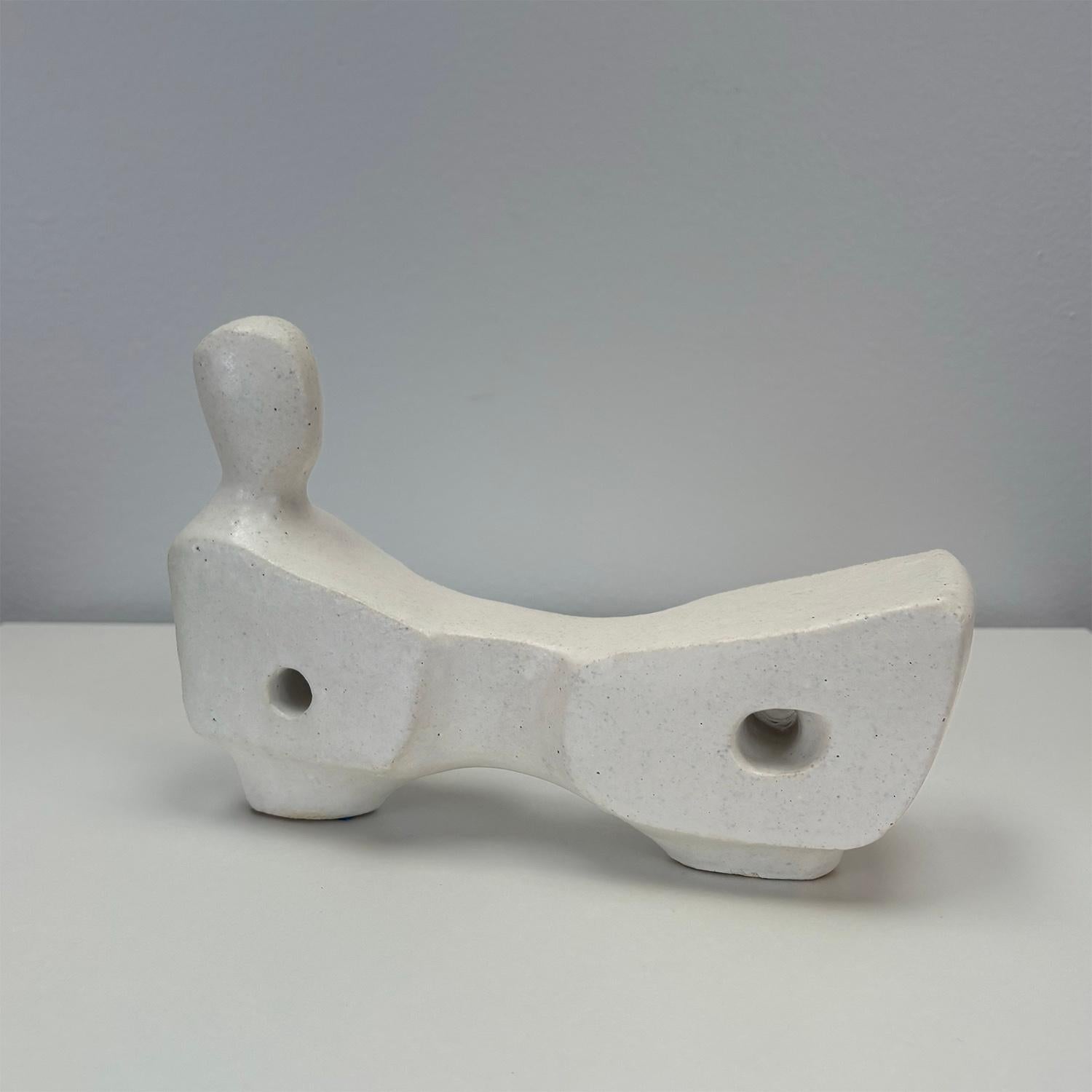 Bodies at Rest #6, Small Ceramic Abstract Sculpture, White