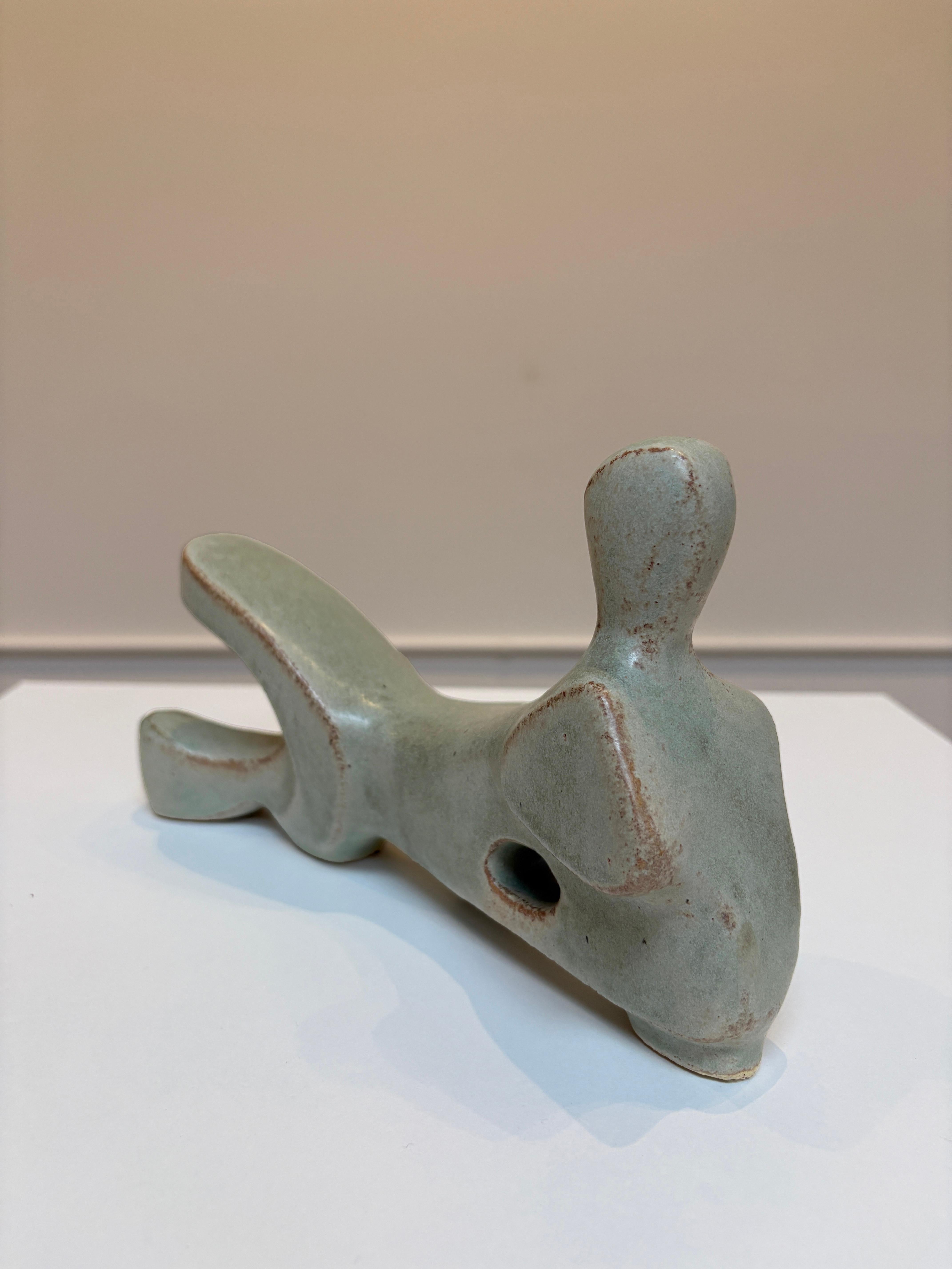 Bodies at Rest, #7, Small Ceramic Abstract Sculpture, Green For Sale 1