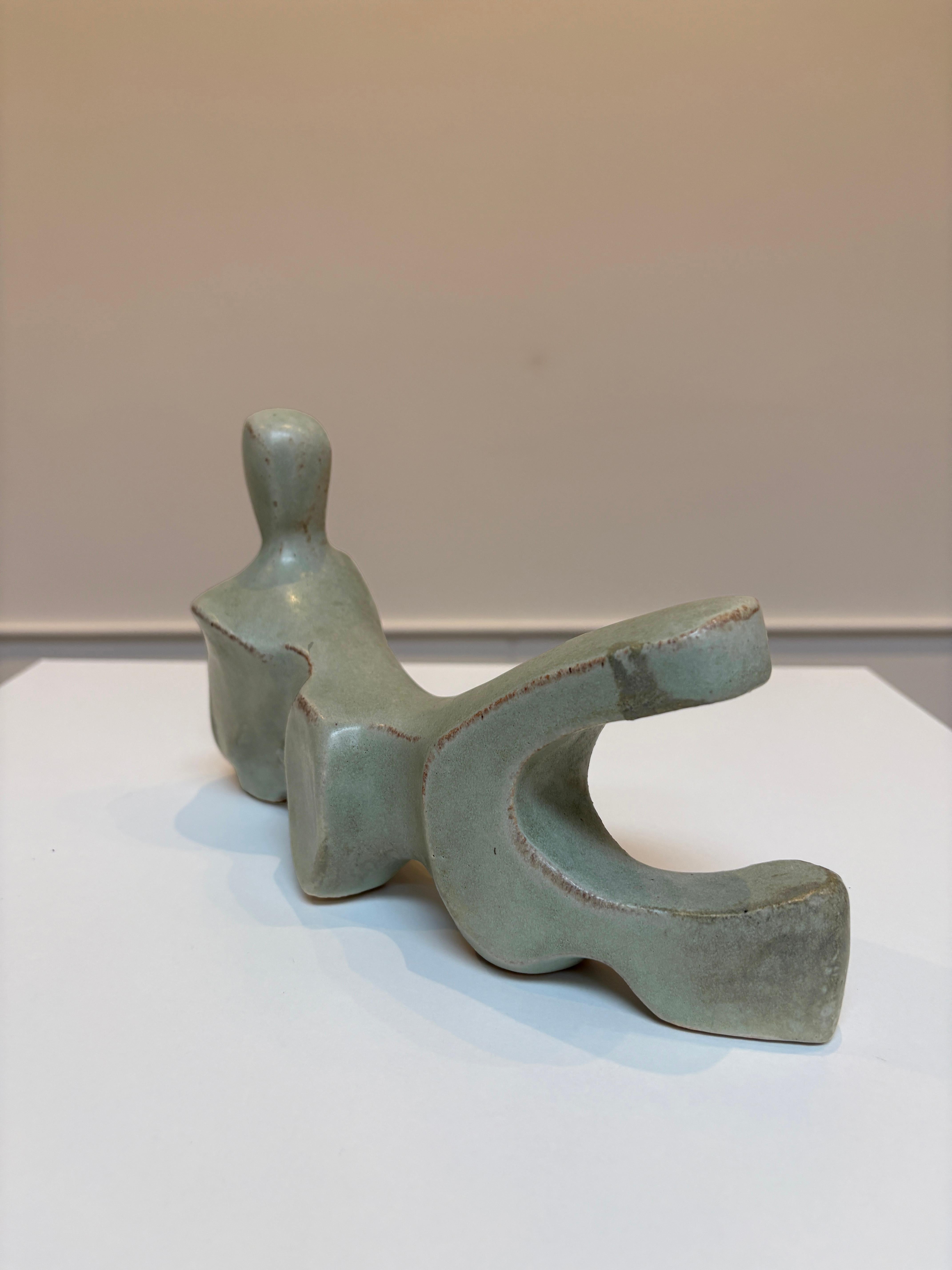 Bodies at Rest, #7, Small Ceramic Abstract Sculpture, Green For Sale 4