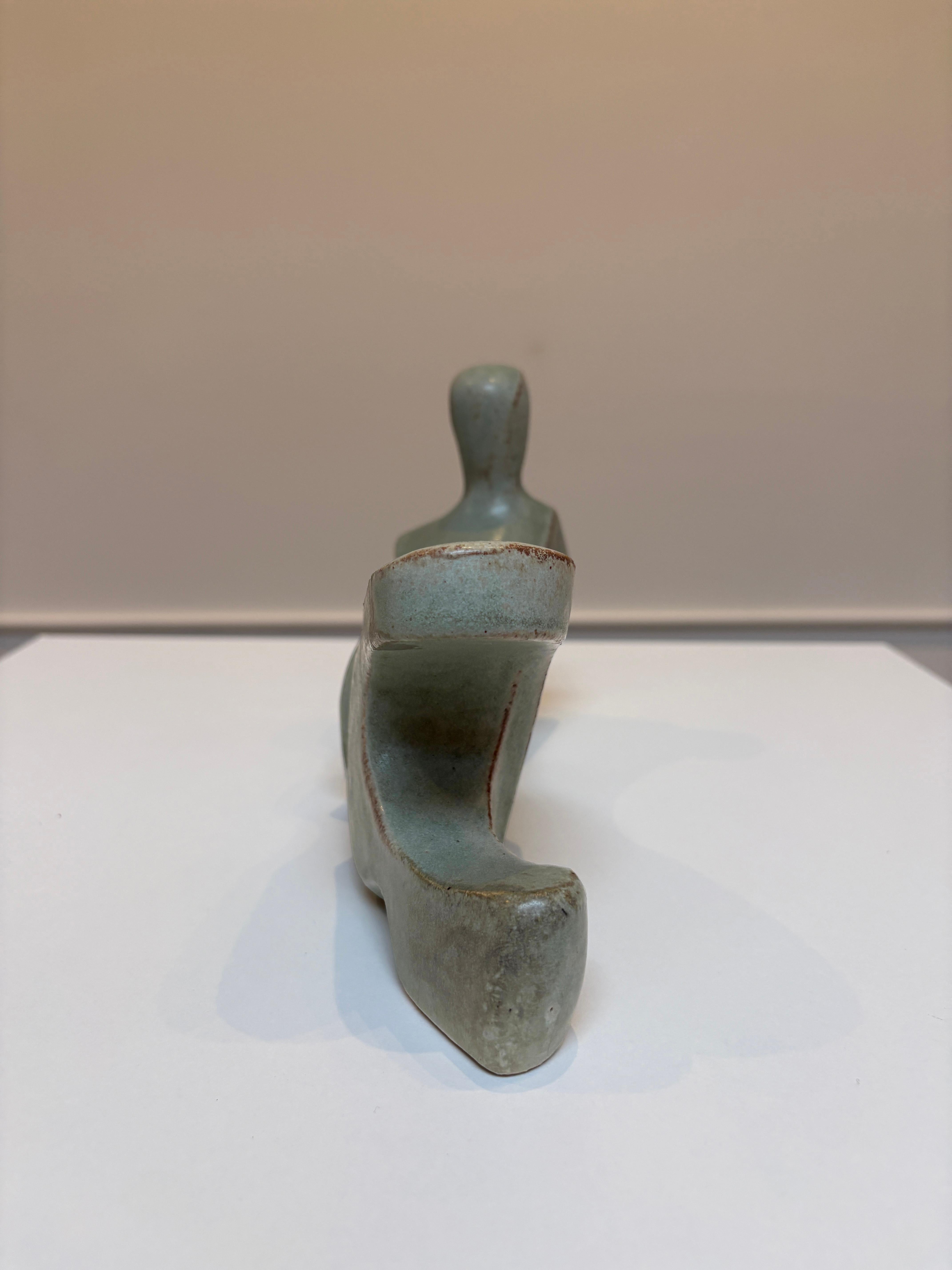 Bodies at Rest, #7, Small Ceramic Abstract Sculpture, Green For Sale 6