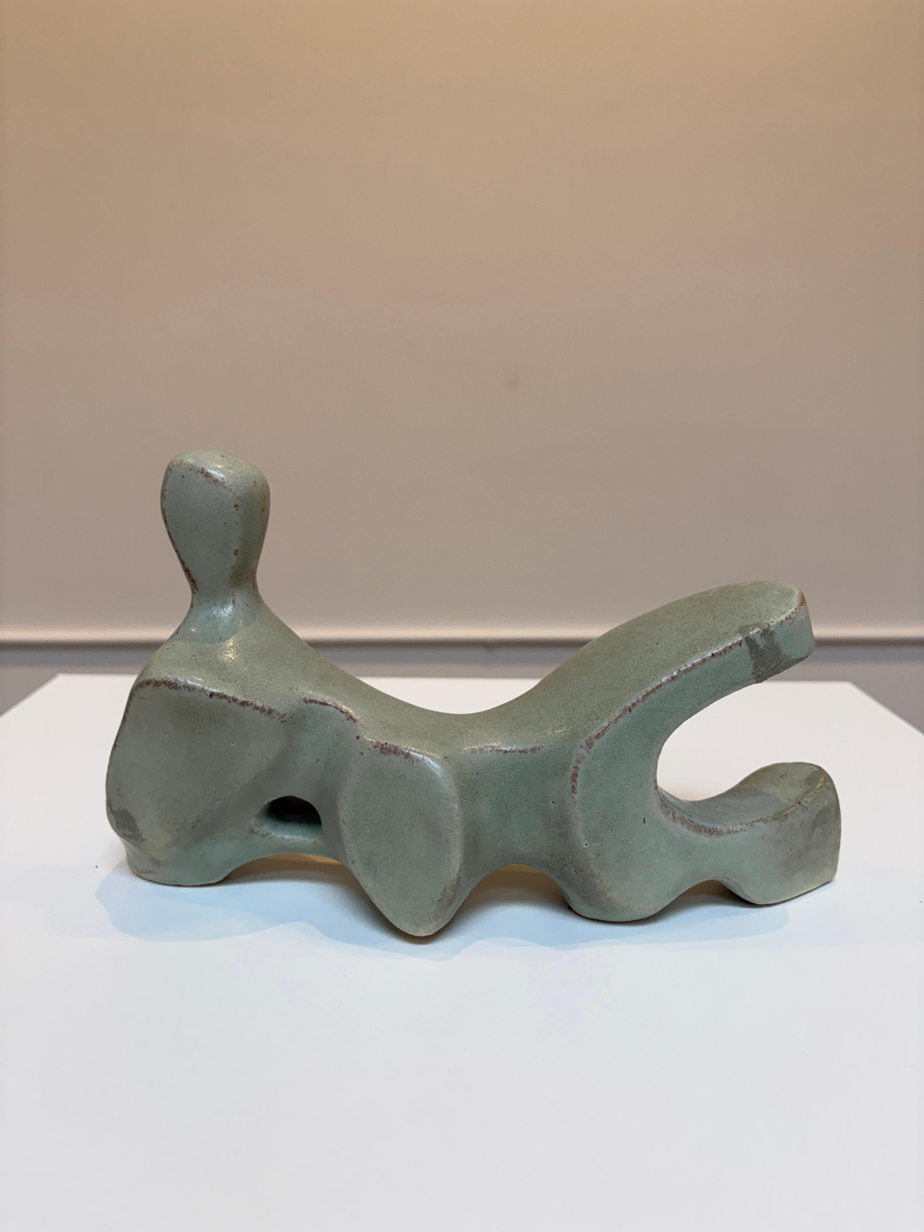 Bodies at Rest, #7, Small Ceramic Abstract Sculpture, Green For Sale 7