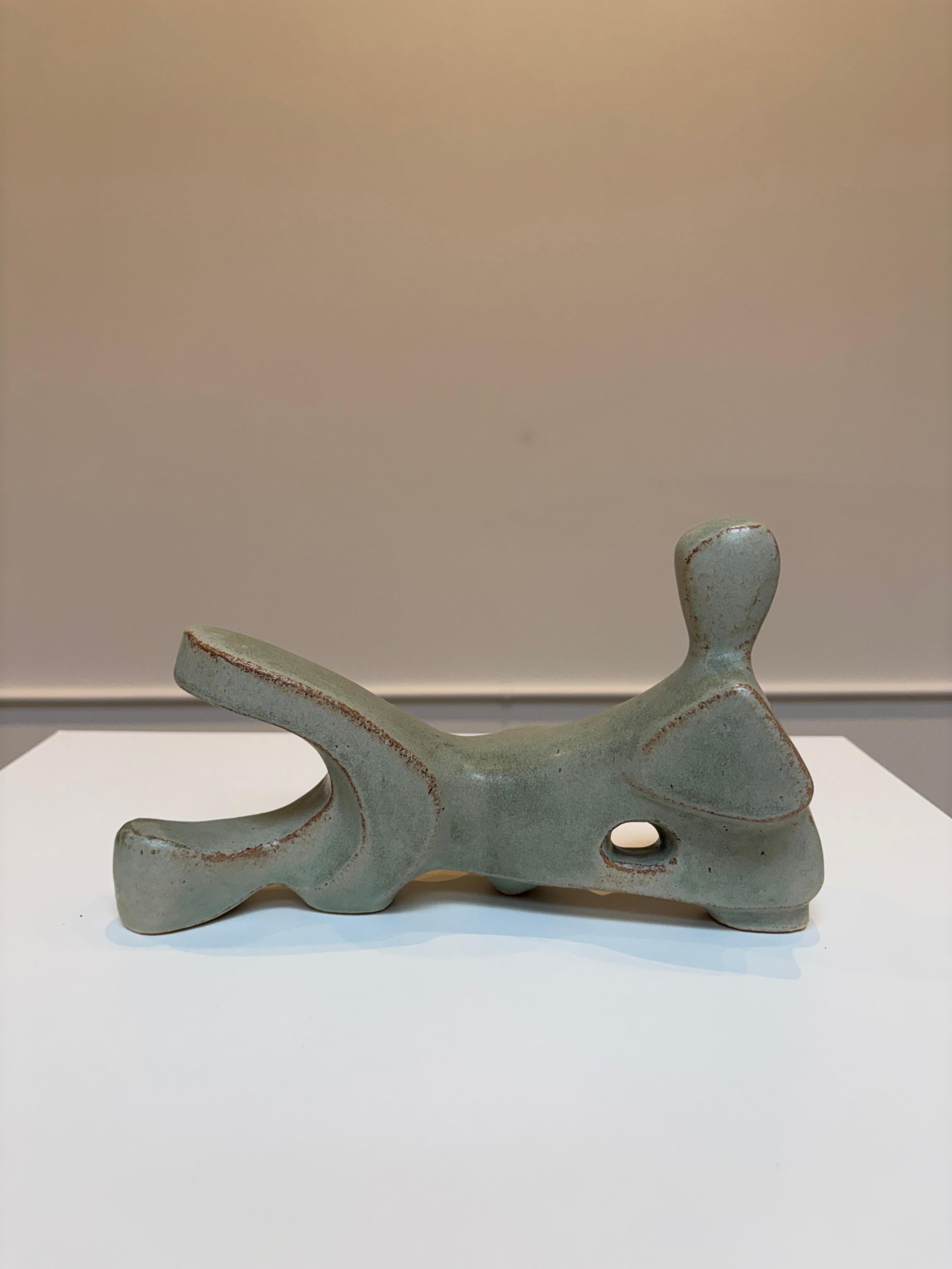 Bodies at Rest, #7, Small Ceramic Abstract Sculpture, Green For Sale 8