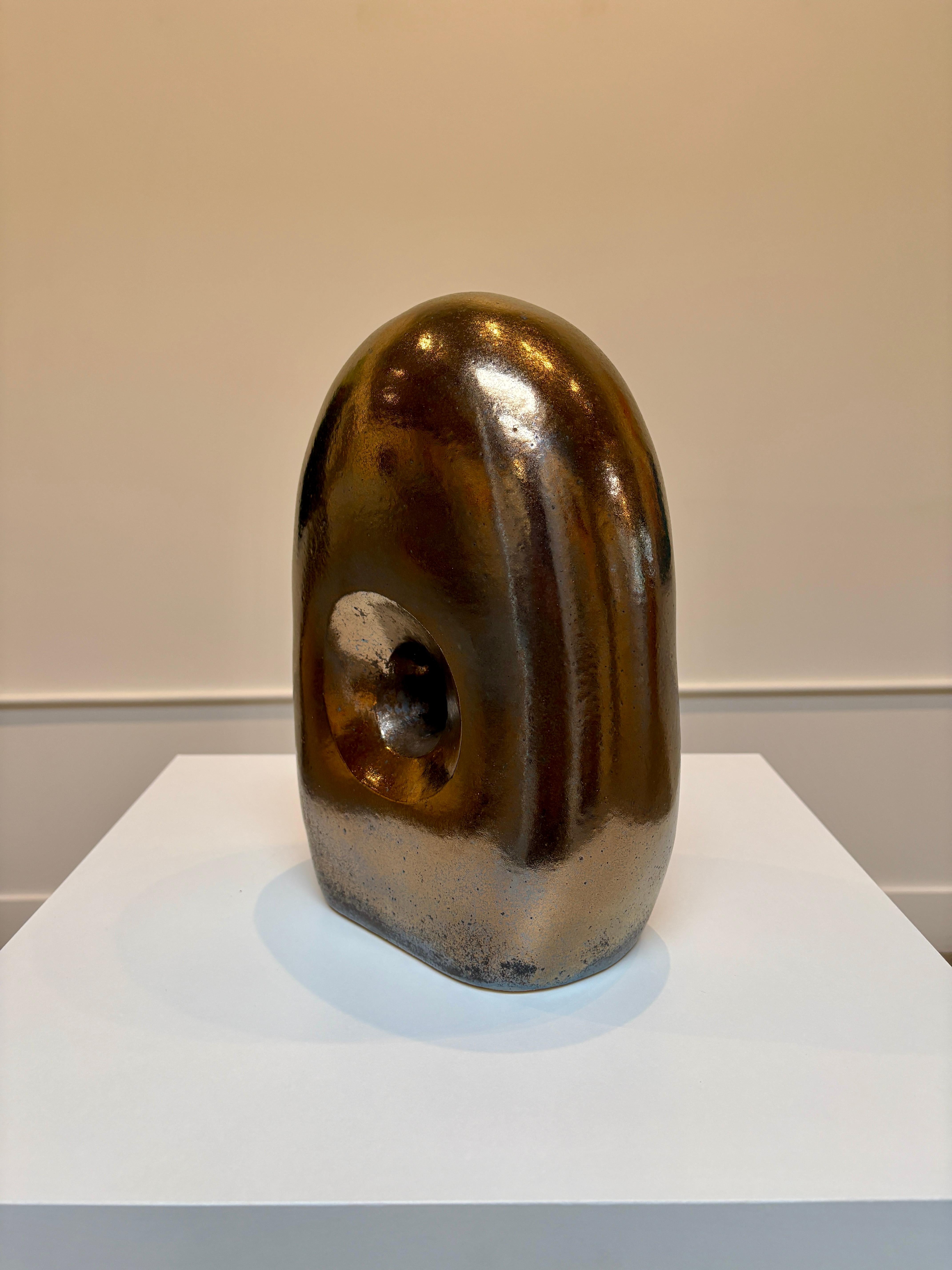 Non Dual Form #31, Small Ceramic Abstract Sculpture, Metallic For Sale 1