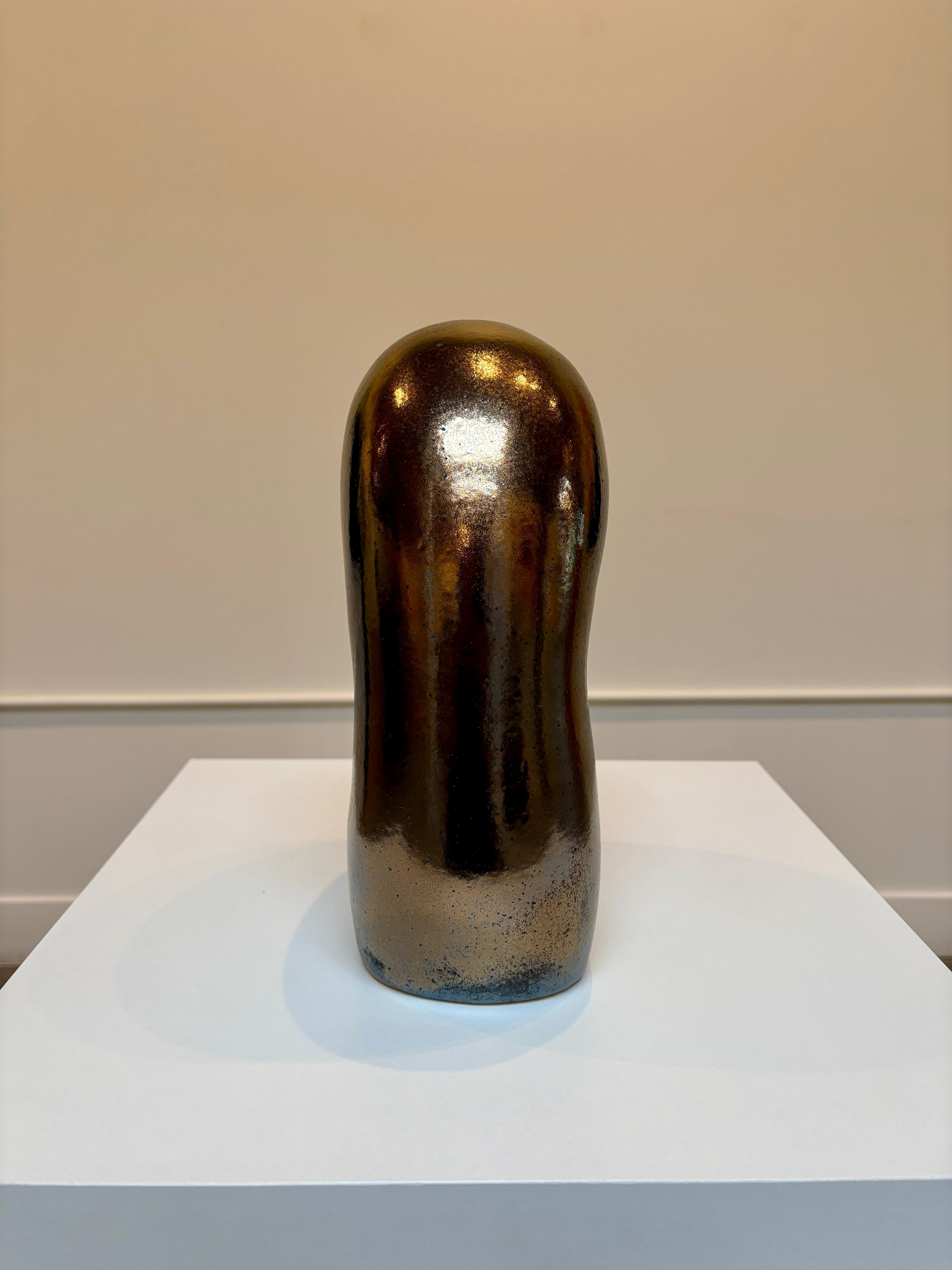 Non Dual Form #31, Small Ceramic Abstract Sculpture, Metallic For Sale 2