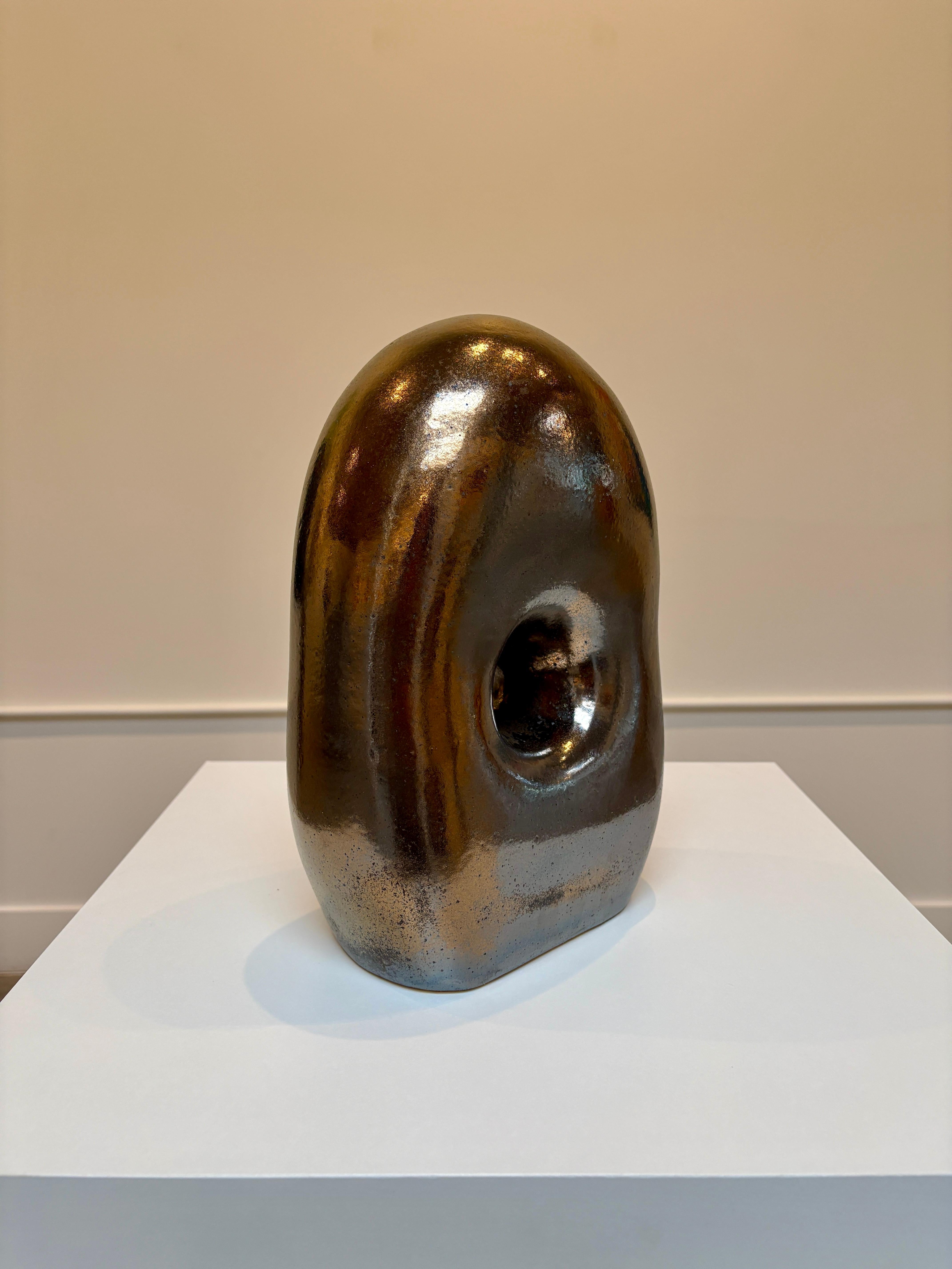 Non Dual Form #31, Small Ceramic Abstract Sculpture, Metallic For Sale 3