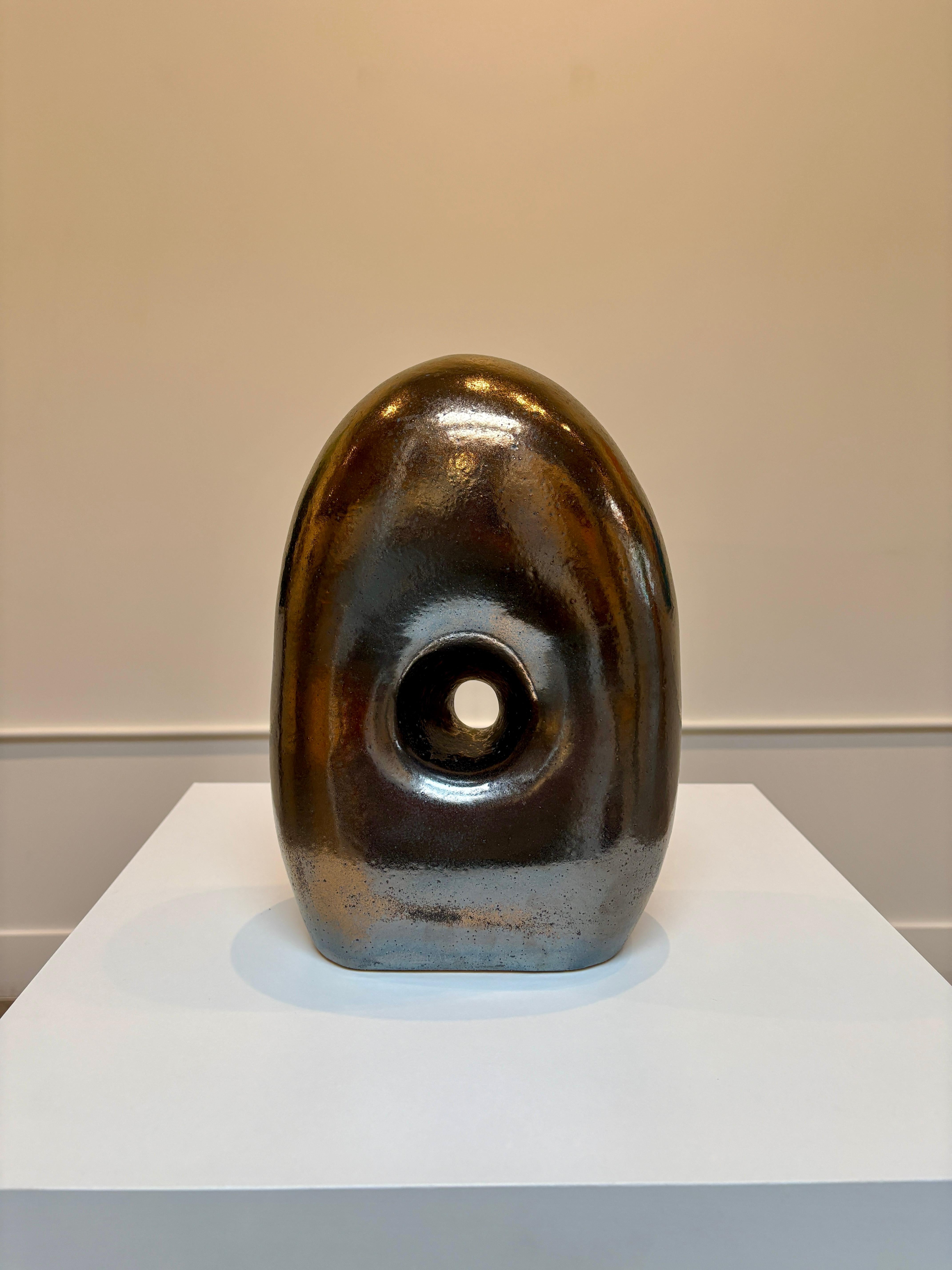 Non Dual Form #31, Small Ceramic Abstract Sculpture, Metallic For Sale 4